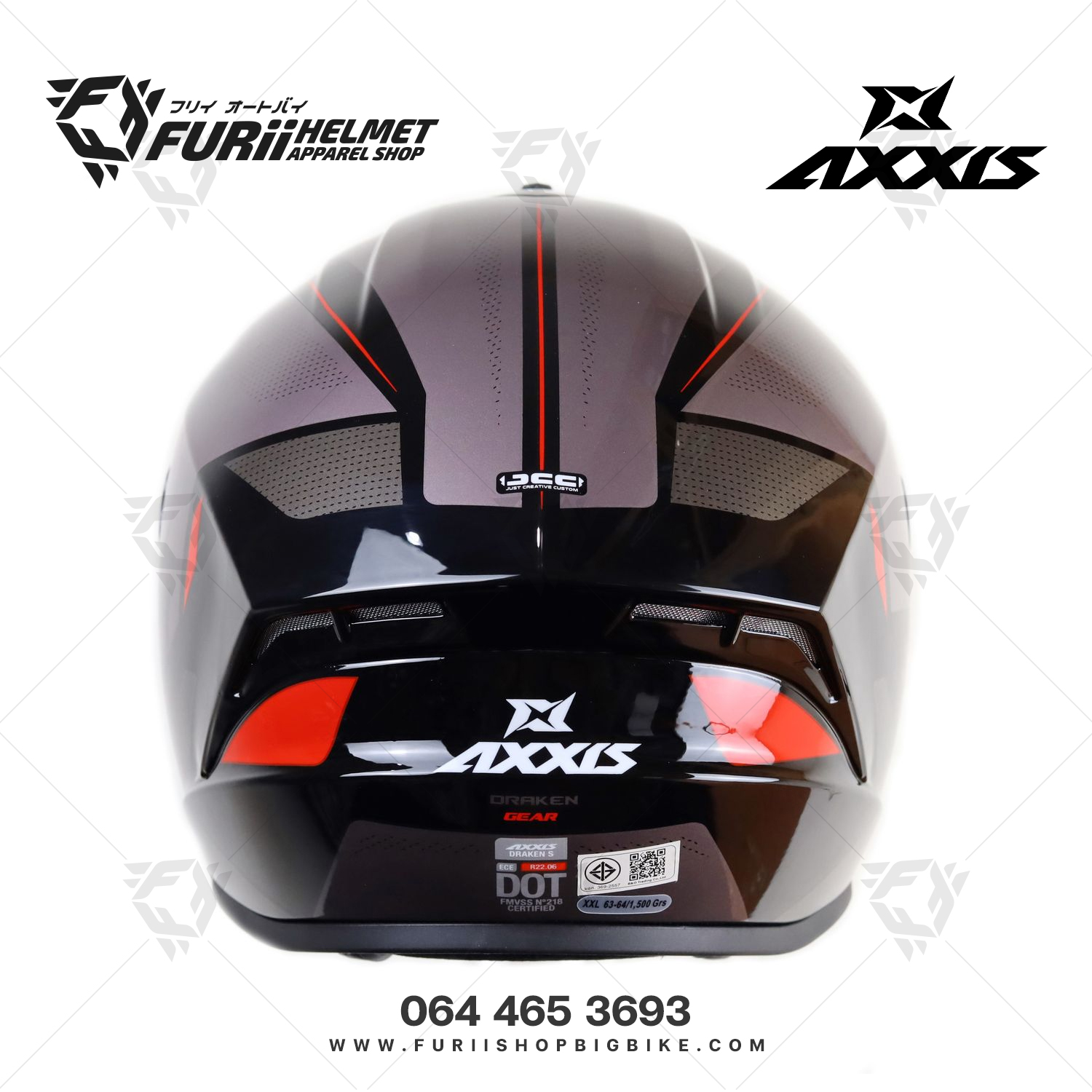 หมวกกันน็อคเต็มใบ AXXIS Draken S Gear C2 Gray (สีเงา)