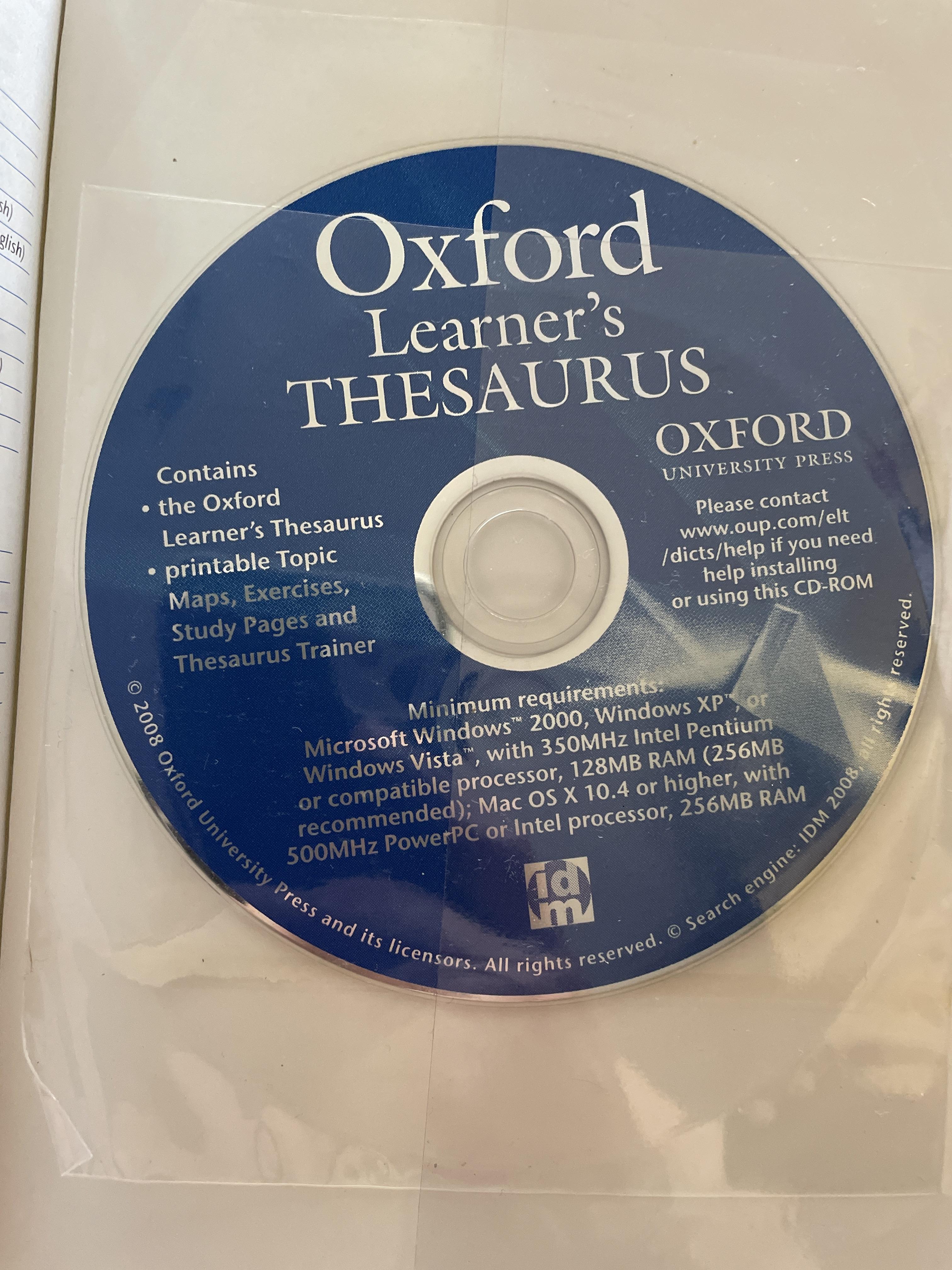 Oxford Learner’s THESAURUS. A DICTIONARY of Synonyms แถม DVD จำนวน 1 แผ่น 4,500 กรัม