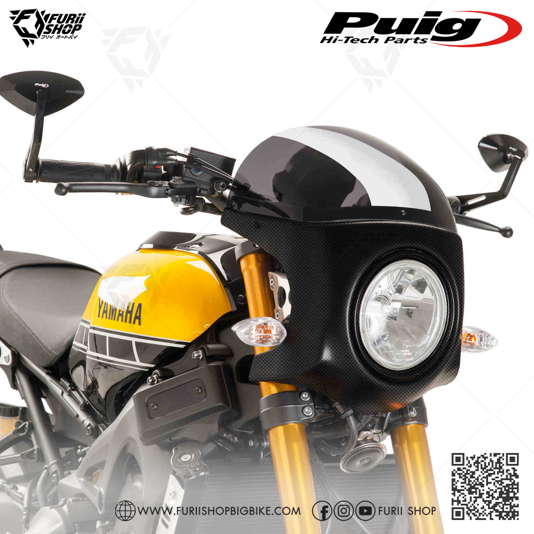 ชิลด์หน้า Puig Windshield Retro Semi Fairing Carbon : for Yamaha XSR900 2017-2020