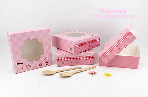 กล่องชิฟฟ่อน สีชมพูลายสก็อต