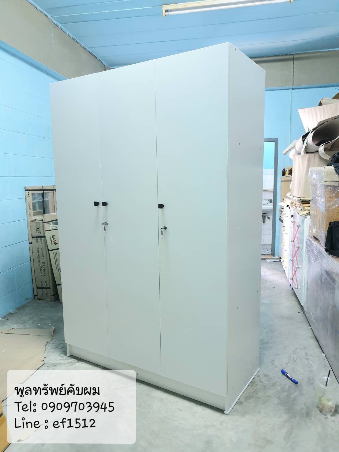 ตู้เสื้อผ้าขนาด4ฟุต 3ประตู รุ่นเมแกน สีขาว