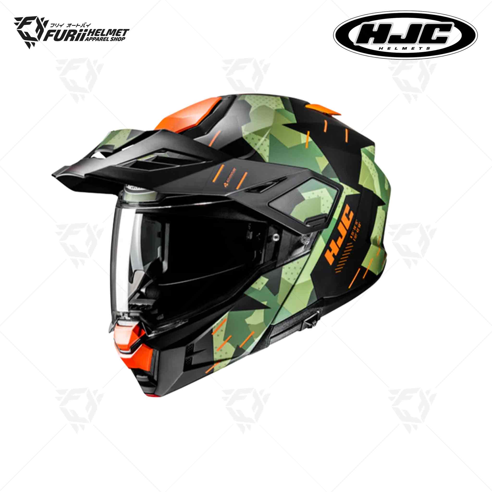 หมวกกันน็อค HJC I80 Dual Sport Modular ROKI : MC47SF สีเขียว/ดำ/ส้ม ผิวด้าน (มี มอก.)