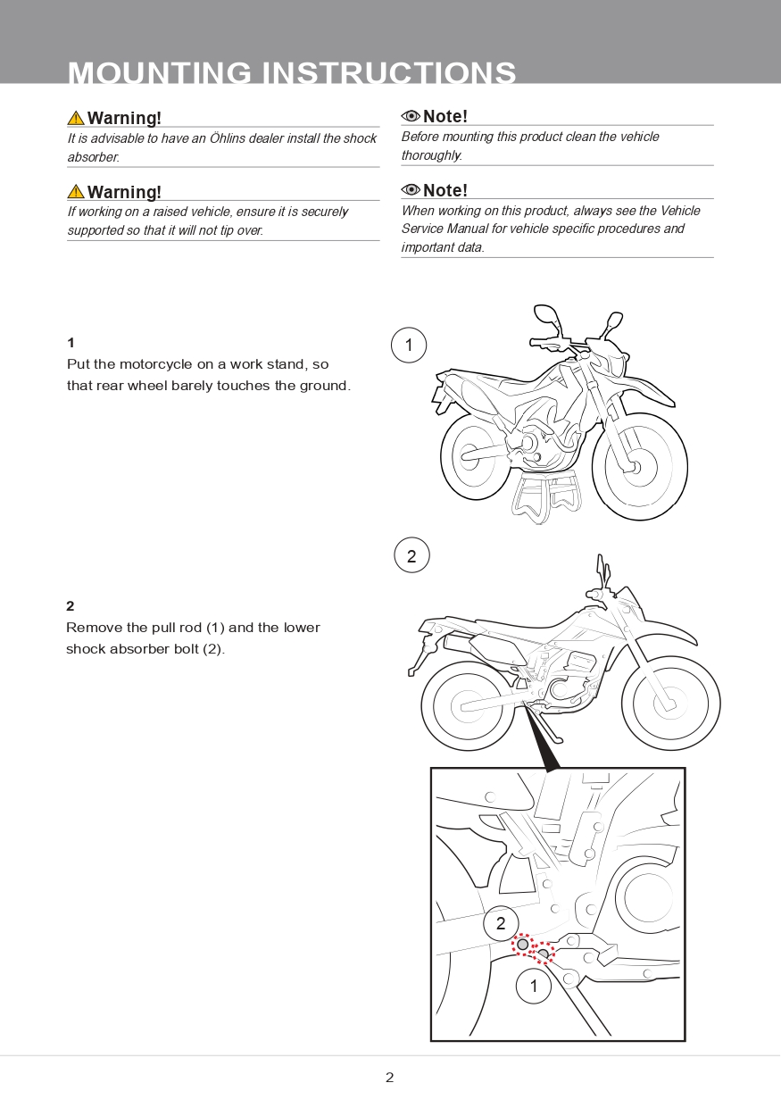 โช๊คหลังแต่ง Ohlins KA704 For Kawasaki KLX 250 D Tracker ปี 2013-2019