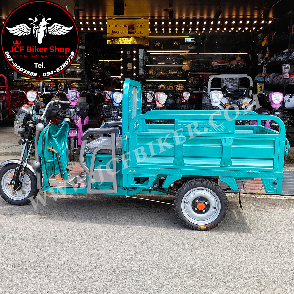 รถบรรทุกสามล้อไฟฟ้าเอนกประสงค์ มอเตอร์ 990 w แบตเตอรี่ 72v 20 ah สามารถบรรทุกของหนักได้ 600 kg. ใช้ขนย้ายพืชผลทางการเกษตรได้ ไปสวนไปไร่ไปนา ขนของ ขนดินทราย เหมาะกับการใช้งานได้ทุกประเภท