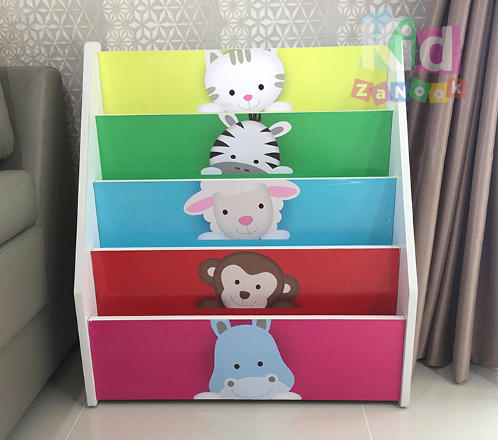 ชั้นวางหนังสือ ชั้นวางหนังสือเด็ก ชั้นวางหนังสือโชว์ปก ลายการ์ตูนรูปสัตว์ Animals