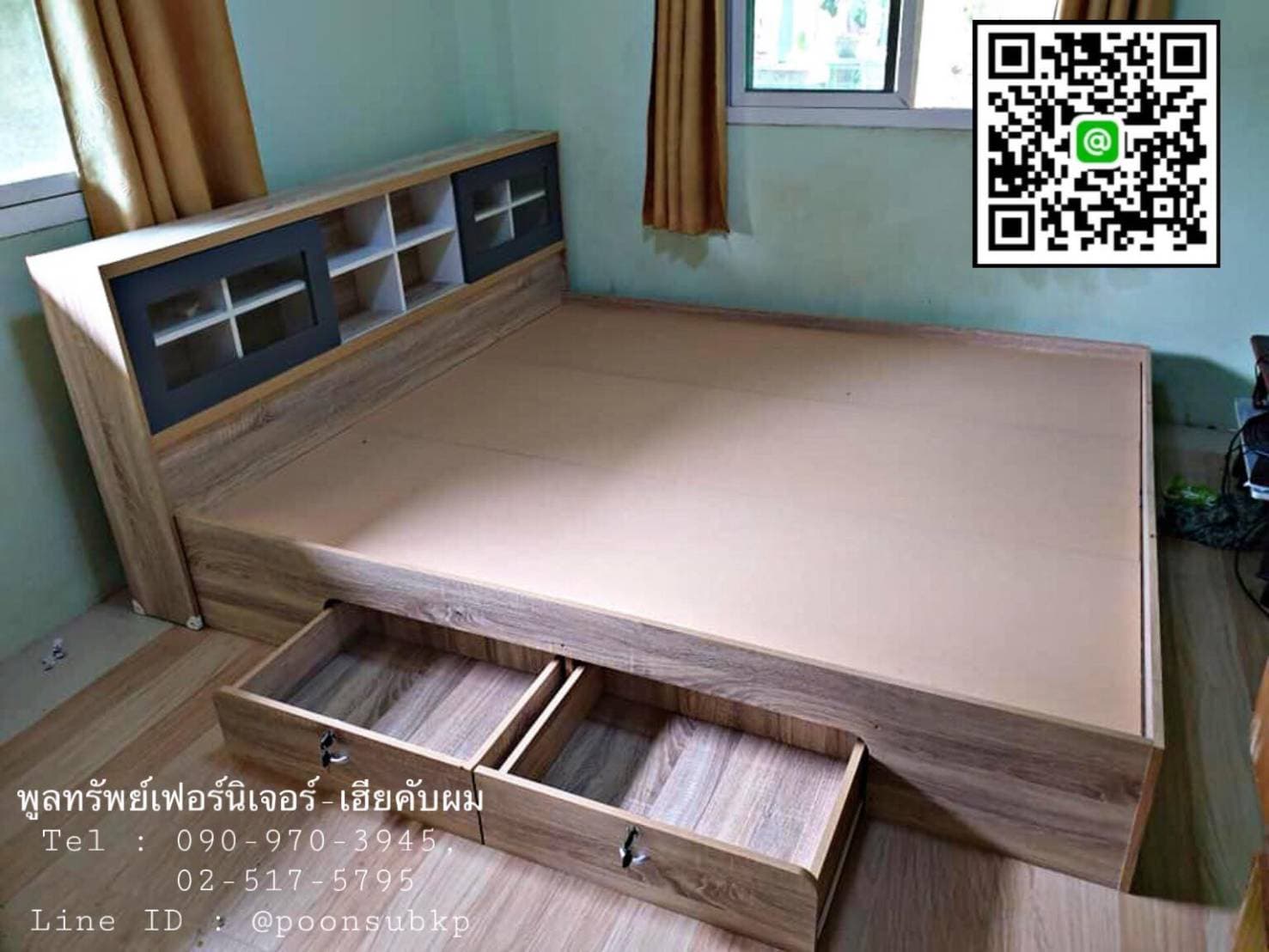 เตียงมีลิ้นชัก ขนาด5ฟุต สีโซลิค-ยีนต์