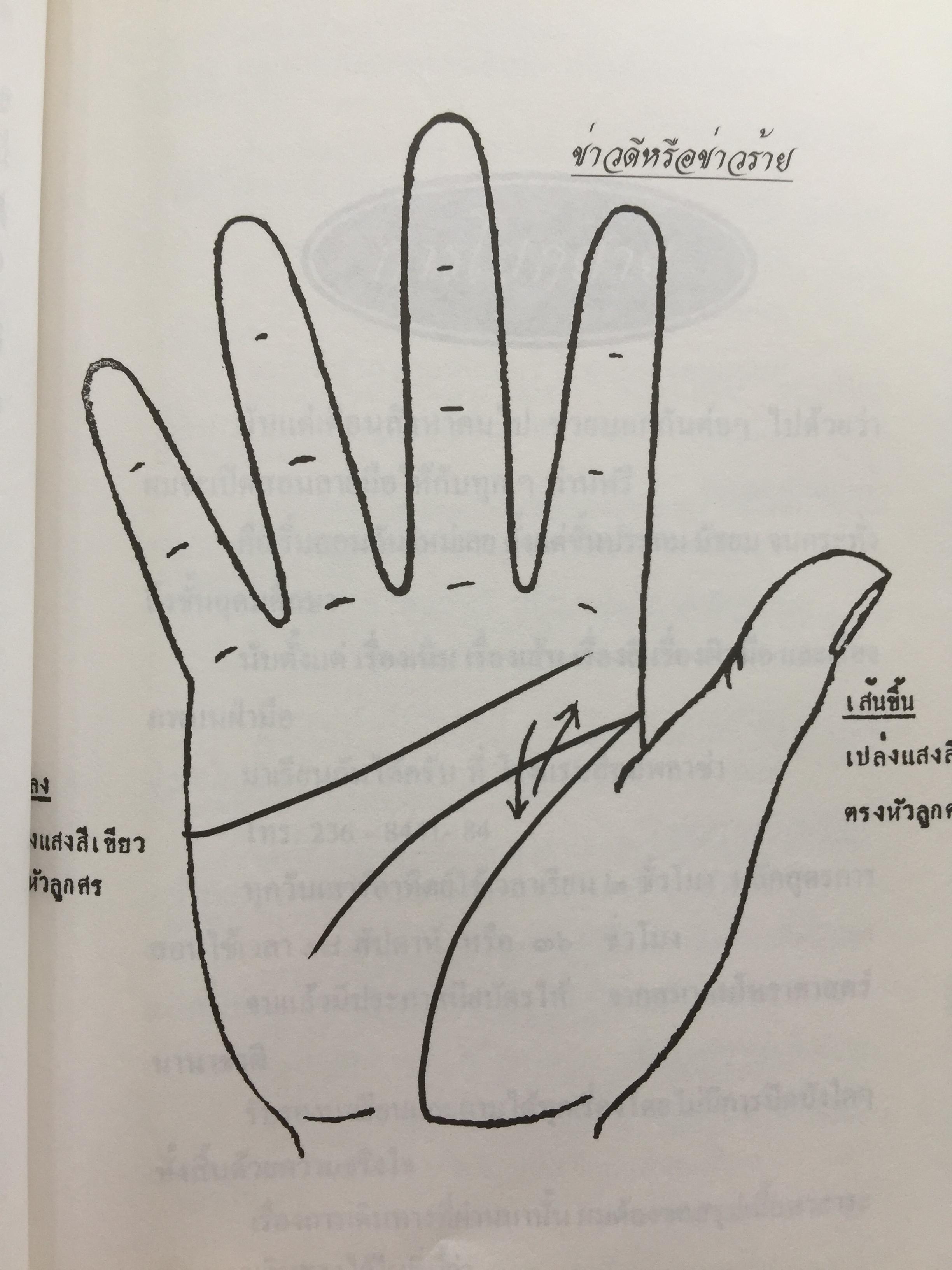 1)ลายมือคือตัวแทนของคุณ. ลักษณ์ เรขานิเทศ 2) แนะลายเส้นบนฝ่ามือ เสน่ห์ ชูกุล. 3)โหรใหญ่คุยเฟื่องเรื่องลายมือ บัญชา เลิศธนู 4) ทำนายลายมือ ทำนายปาน-ไฝ ทายใจ ทำนายอนาคต. ส.วิษณุรักษ์ 0 กก.