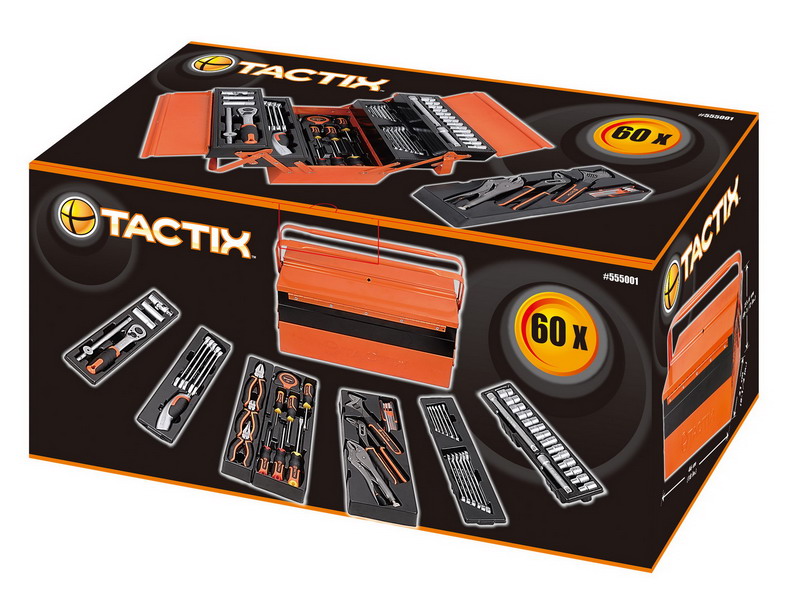 ชุดเครื่องมือ+กล่องเหล็ก 555001 60ชิ้น TACTIX