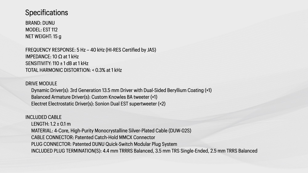 ขาย DUNU EST112 หูฟัง 4 ไดรเวอร์ 1DD+1BA+2Electrostatic รองรับ Hi-Res