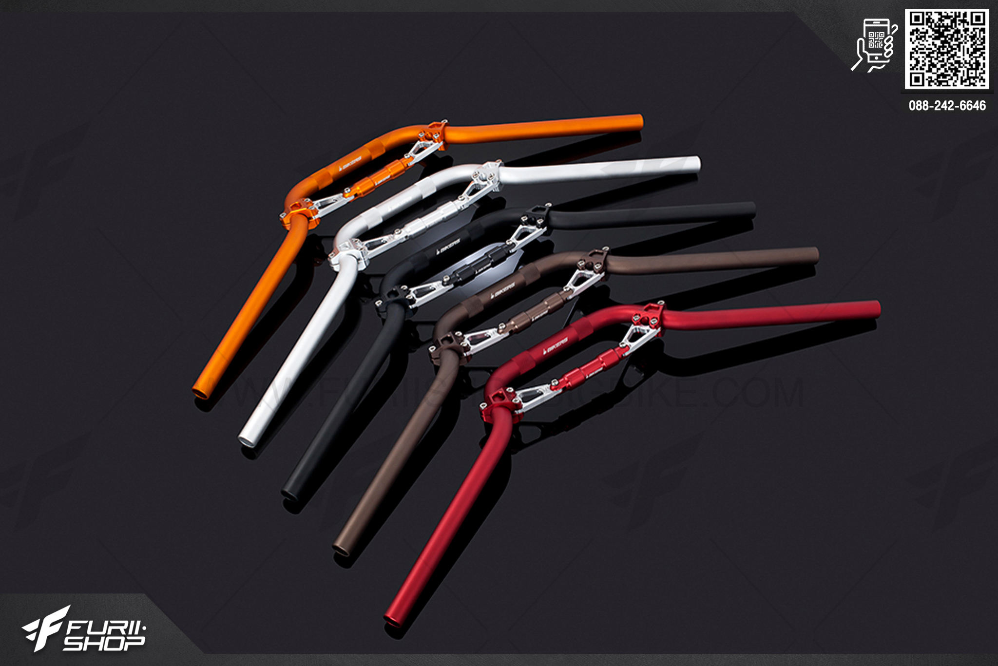 ชุดแฮนด์บาร์พร้อมแกนค้ำแฮนด์ (Handle Bar with Cross Bar) Bikers Kawasaki NINJA 650 ABS (2012-2016) แฮนด์มอร์เตอร์ไซค์ แฮนด์บิ๊กไบค์ handlebar แฮนด์บาร์