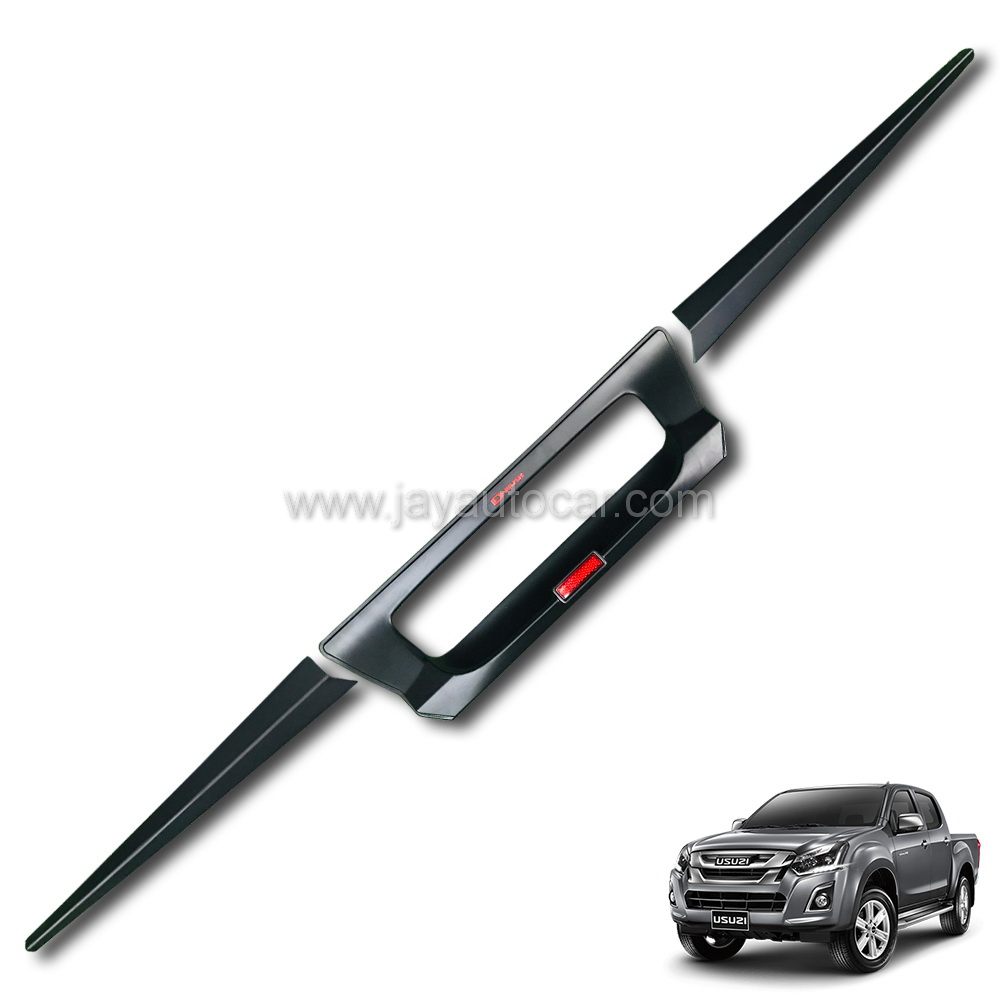 ครอบมือเปิดกะบะท้าย เบ้ามือเปิดท้าย+ปลายดาบ Isuzu D-Max 2012-2016 สีดำด้าน โลโก้ Dmax แดง สำหรับ รถกะบะ อีซูซุ ดีแม็กซ์ 2012-2016