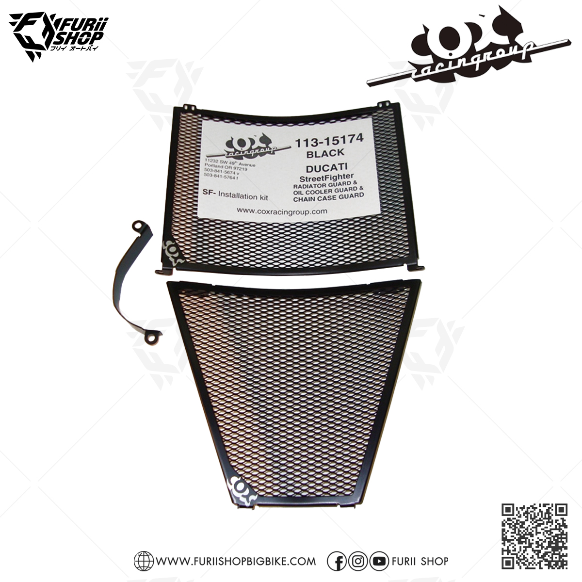 การ์ดหม้อน้ำ Cox Racing Radiator Guard (Black) : for Ducati Street Fighter 848/1100