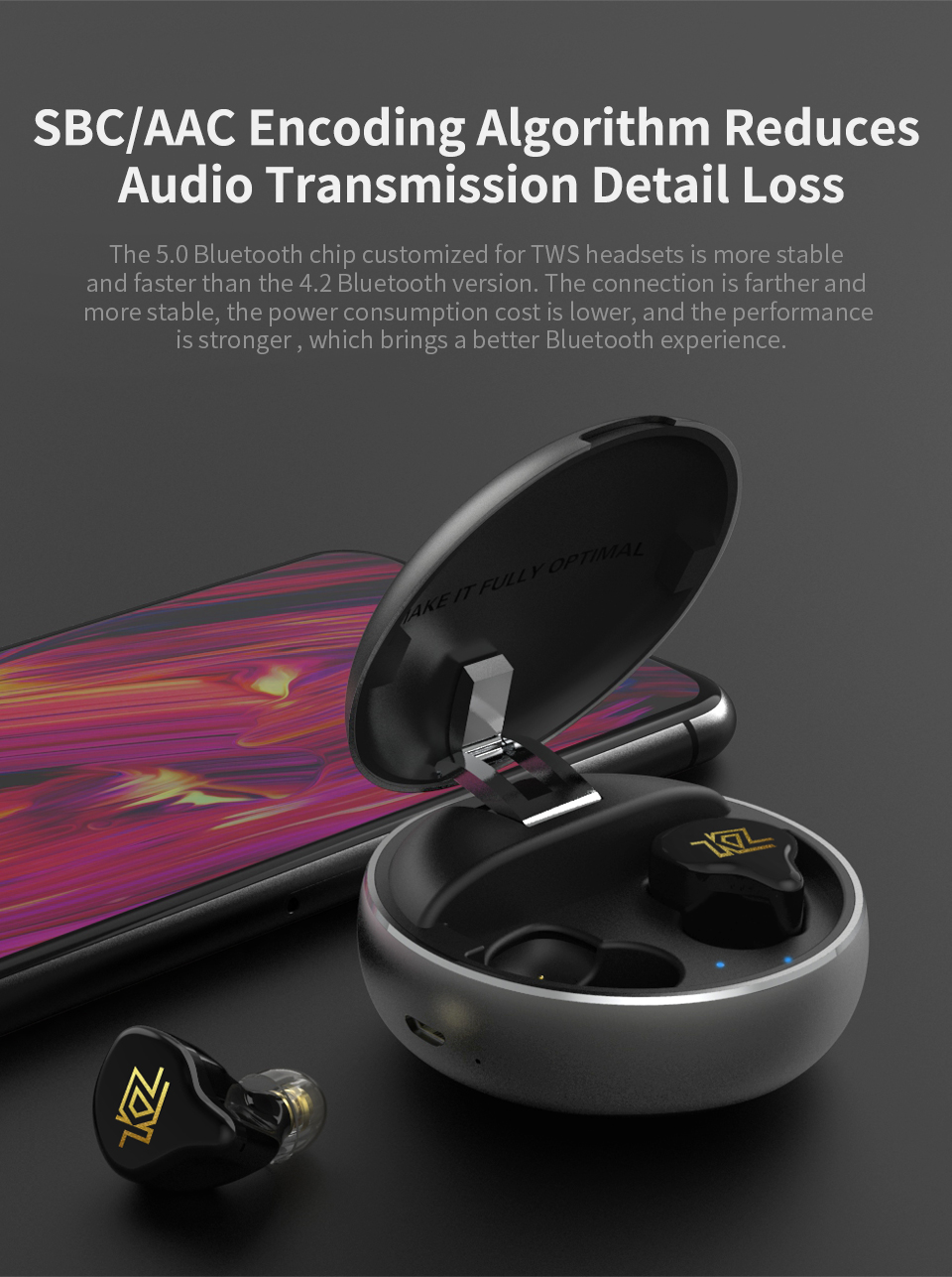 ขาย KZ T1 สุดยอดหูฟังทรูไวเลส TWS ไร้สายตัวแรกของค่าย KZ รองรับ Bluetooth 5.0 ประกันศูนย์ไทย
