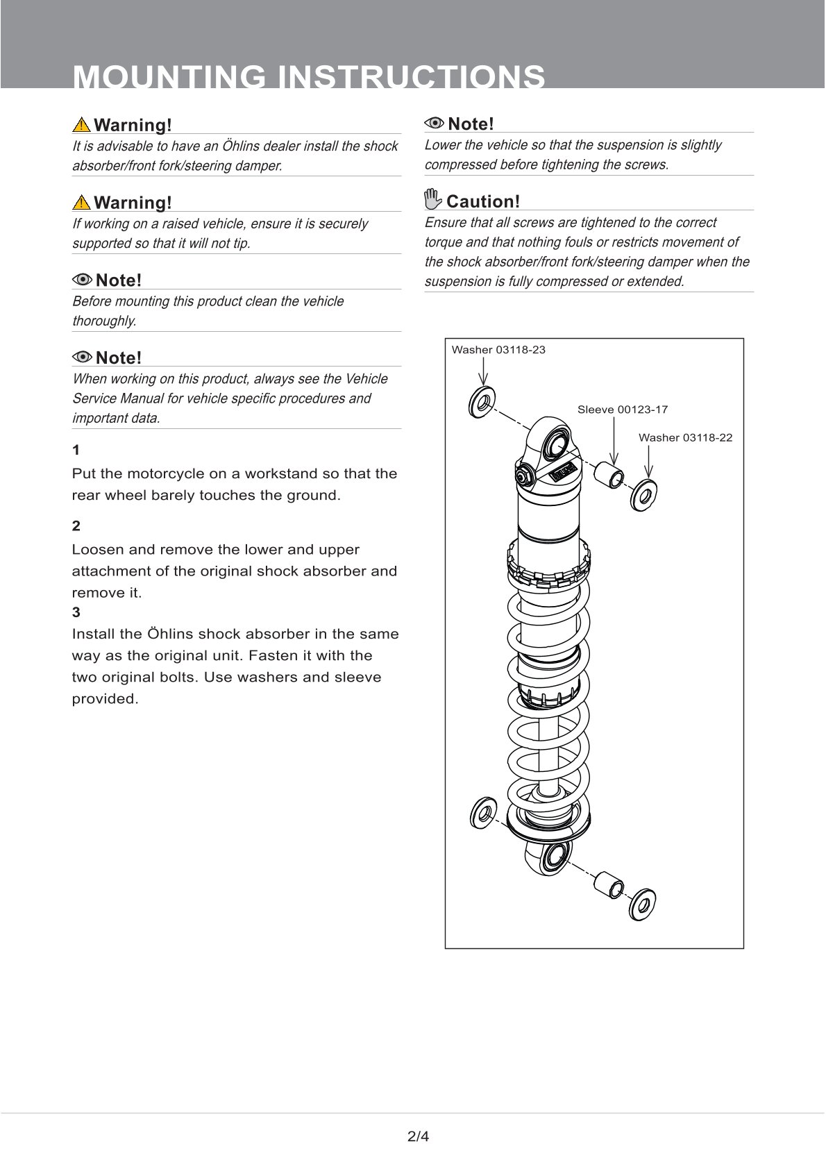 โช๊คหลังแต่ง Ohlins HD916 For Harley-Davidson XL Sportster ปี 2004-2022