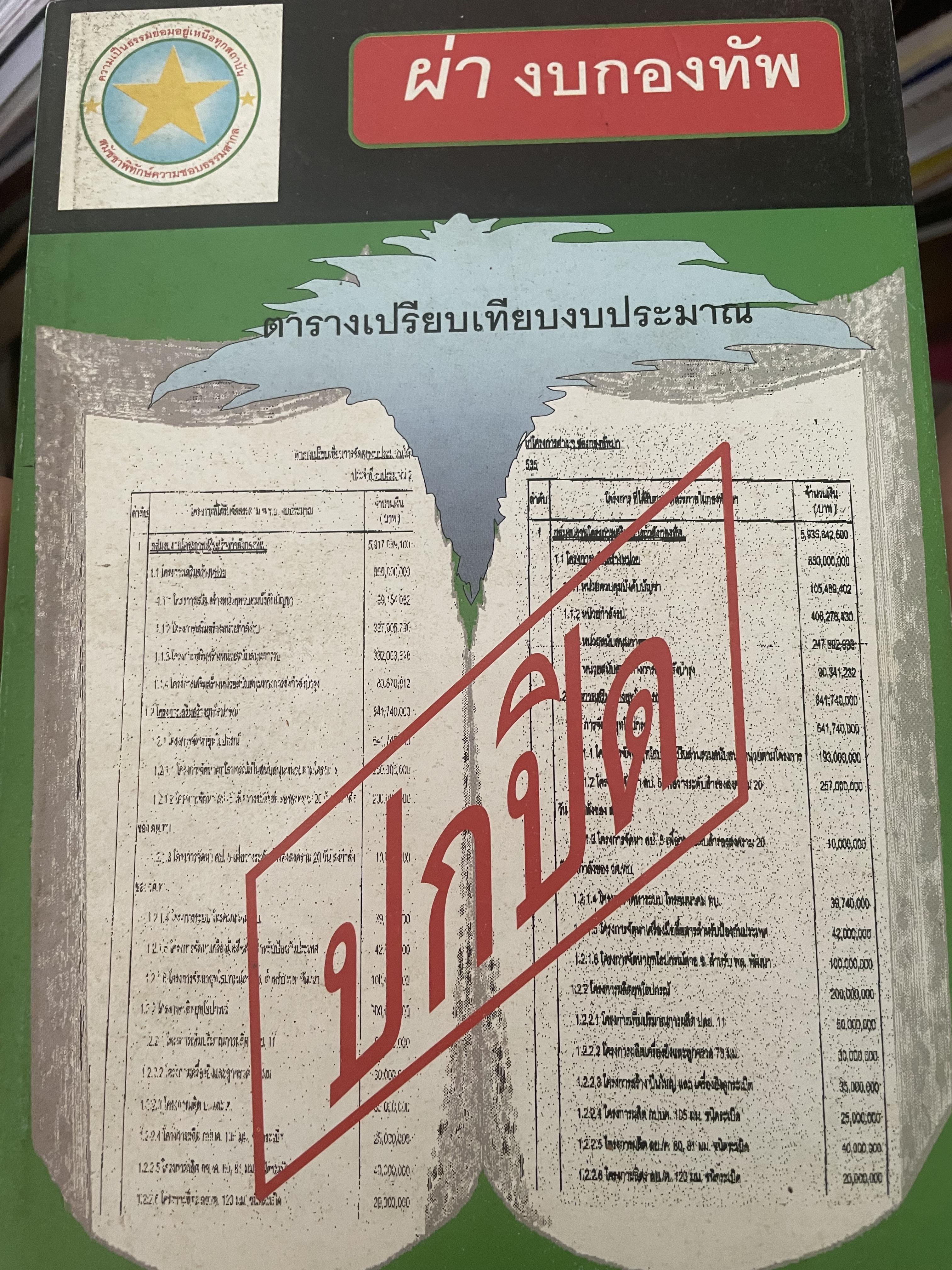ผ่างบกองทัพ ตารางเปรียบเทียบงบประมาณ 600 กรัม