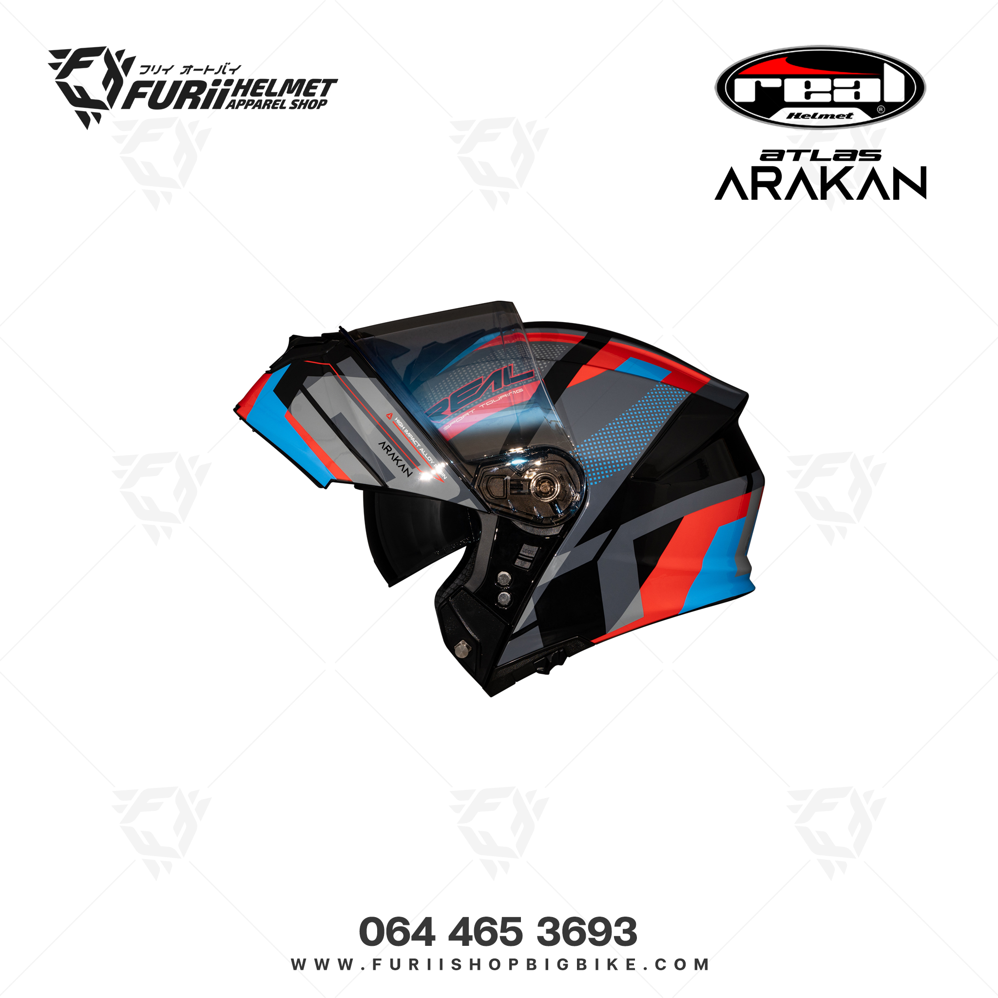 หมวกกนน็อคเต็มใบ Real Atlas Arakan : ดำ-แดง-น้ำเงิน