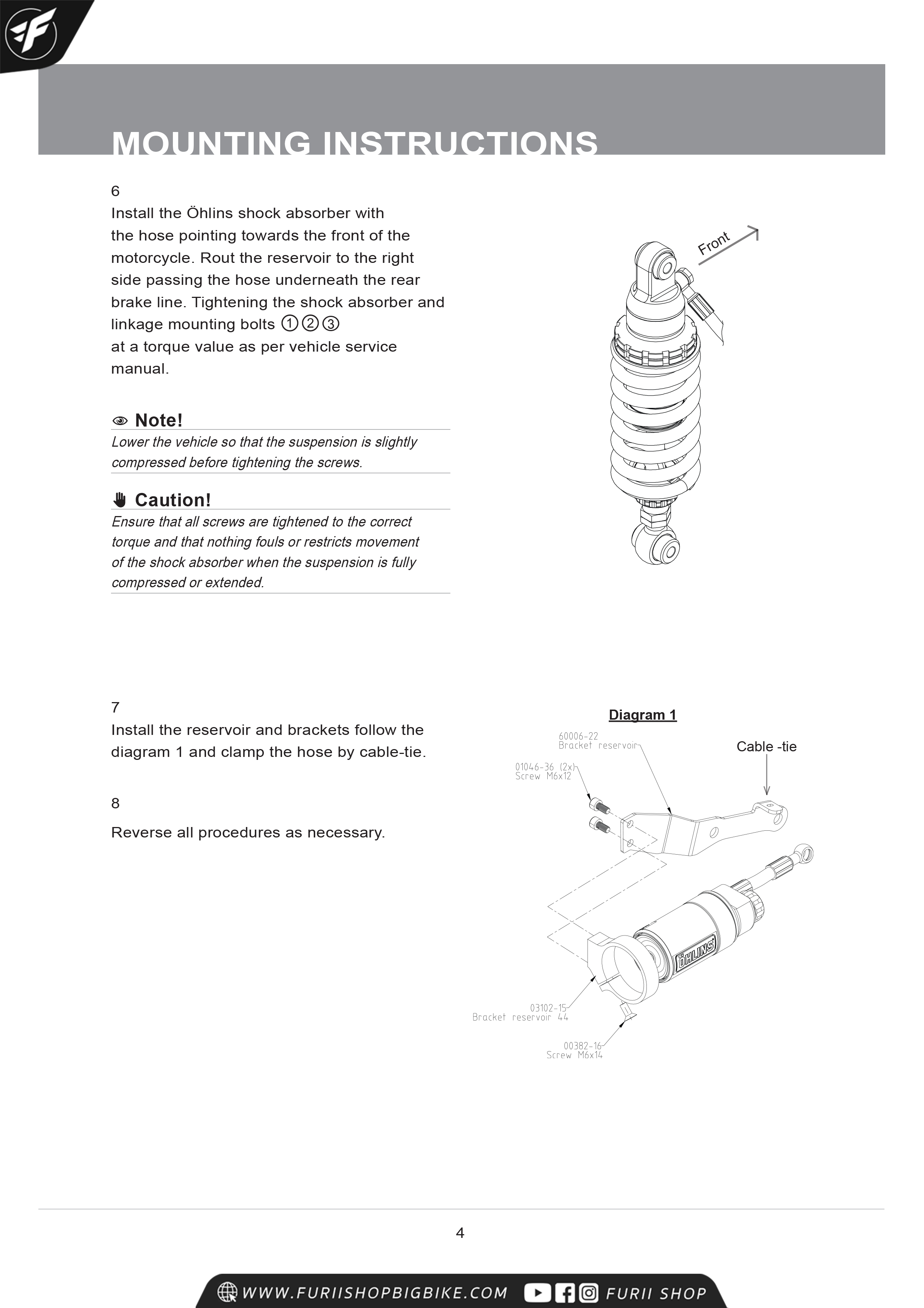 โช๊คหลัง OHLINS HO821 FOR Honda CBR500R 2019
