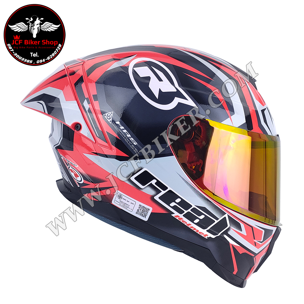 หมวกกันน็อคเต็มใบ หมวกันน็อค REAL Falcon Victory กระจกชั้นเดียว Single Visor สีดำ-แดง
