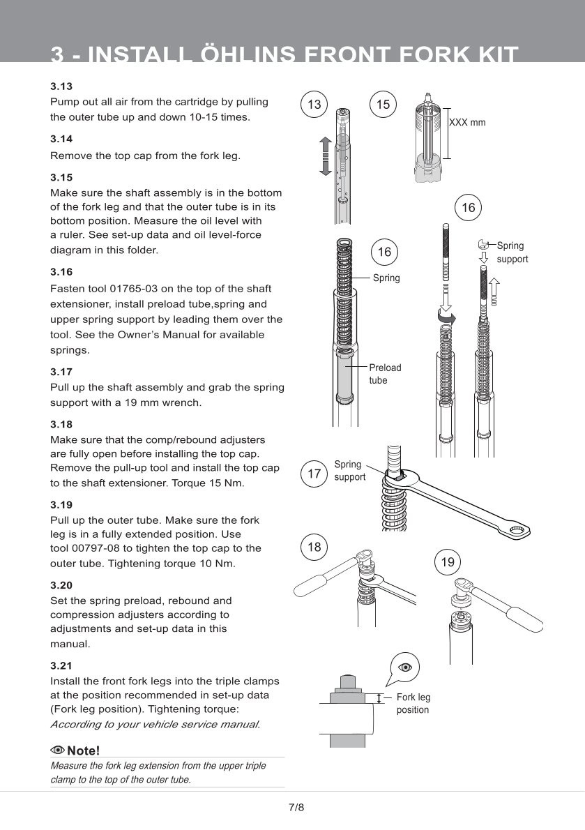 สปริงโช๊คหน้า โช๊คอัพ โช๊คแต่ง โช๊คมอเอตร์ไซค์ OHLINS FGK232 NIX30 KAWASAKI Z1000 2014-2016