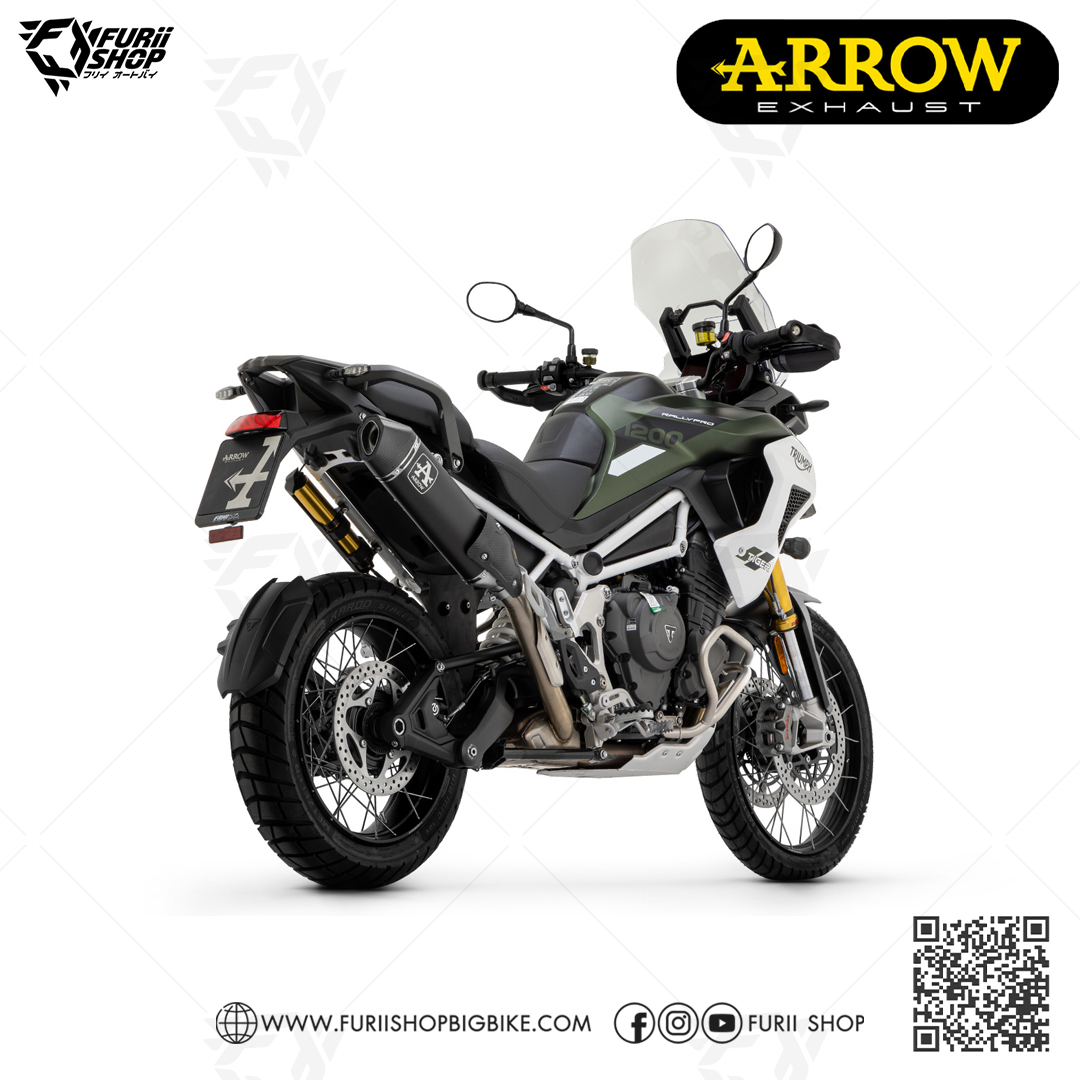 ท่อมอเตอร์ไซค์ Arrow Slip on Black-Carbon (Heat Carbon) : for Triumph Tiger1200 2022-2023