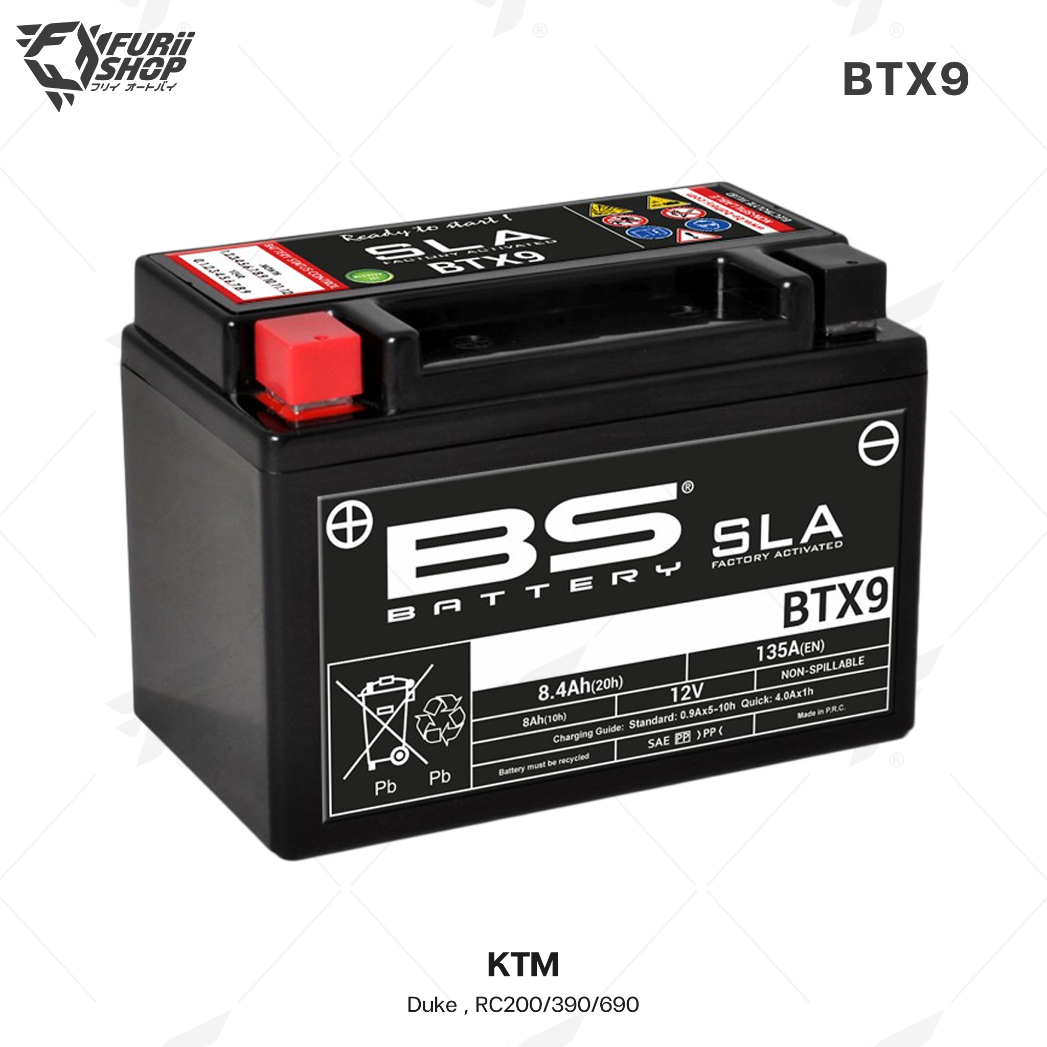 BS Battery รุ่น BTX9 (FA) SLA FOR KTM Duke , RC200/390/690