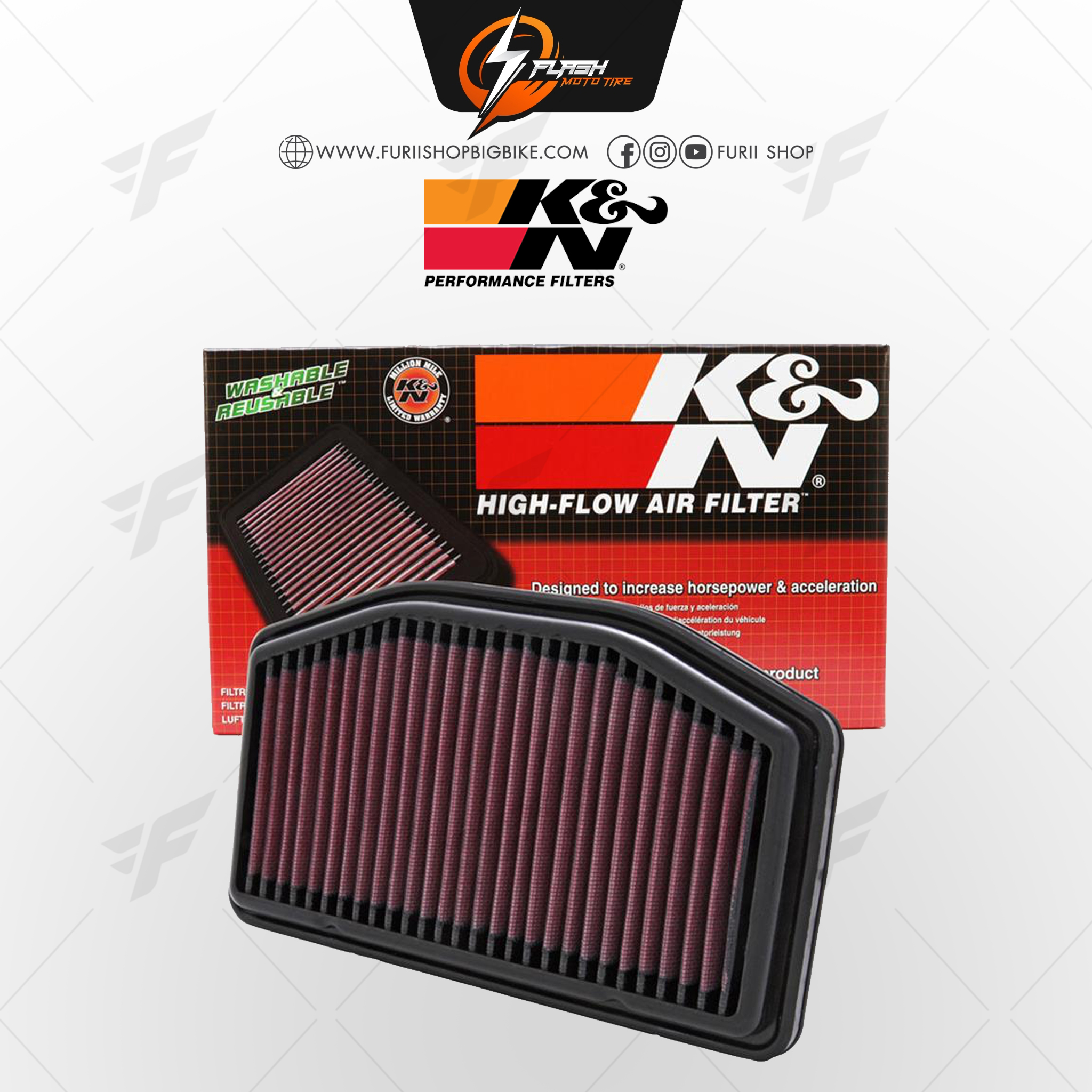 กรองอากาศ K&N สำหรับ YAMAHA