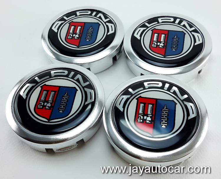 ฝาล้อรถยนต์ ALPINA สำหรับ ล้อแม็ก สติ๊กเกอร์ ALPINA สีเงิน ขนาด 56 มิล 1ชุด 4ชิ้น 56mm.