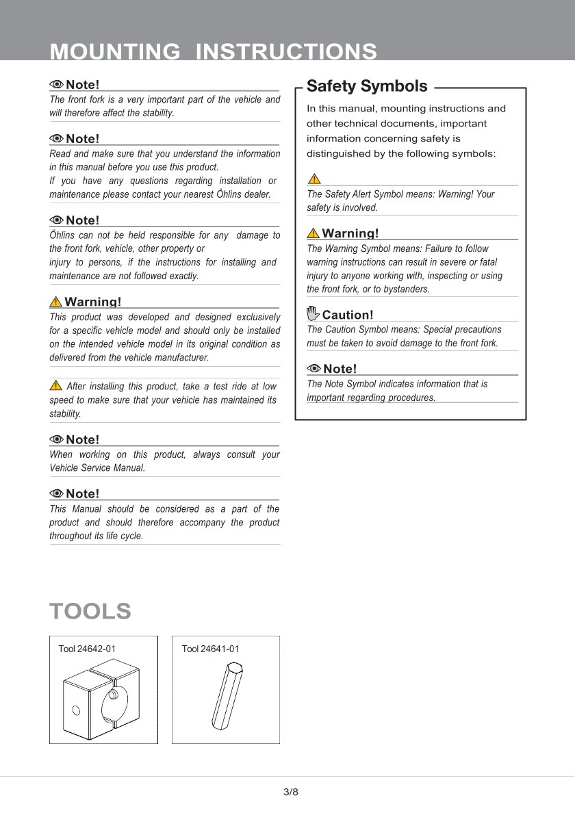 สปริงโช้คหน้า Ohlins FDK102 For Honda Zoomer X 2012-2014