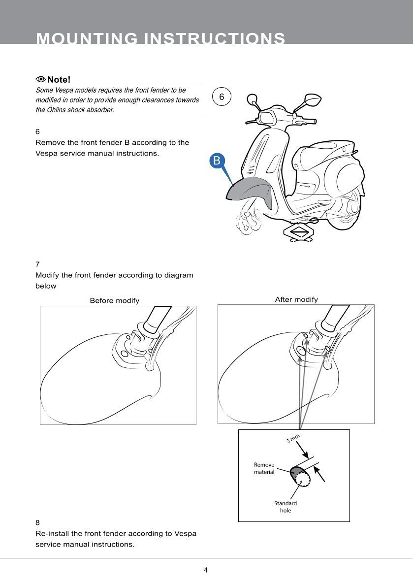 โช้คหน้า OHLINS PI811 For Vespa Sprint 150 ABS 2017-2024