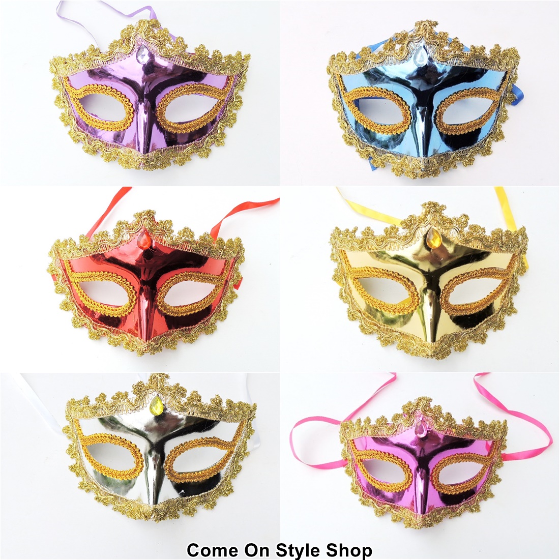 หน้ากากแฟนซี นีโอ คลาสสิค หน้ากากออกงาน ปาร์ตี้ การแสดงแฟนซี คอสเพลย์ Neo-classic Fancy Masquerade Ball Eye Party Mask Venetian Party Fancy Mask (6สี เงิน ทอง แดง ฟ้า ชมพู ม่วง)