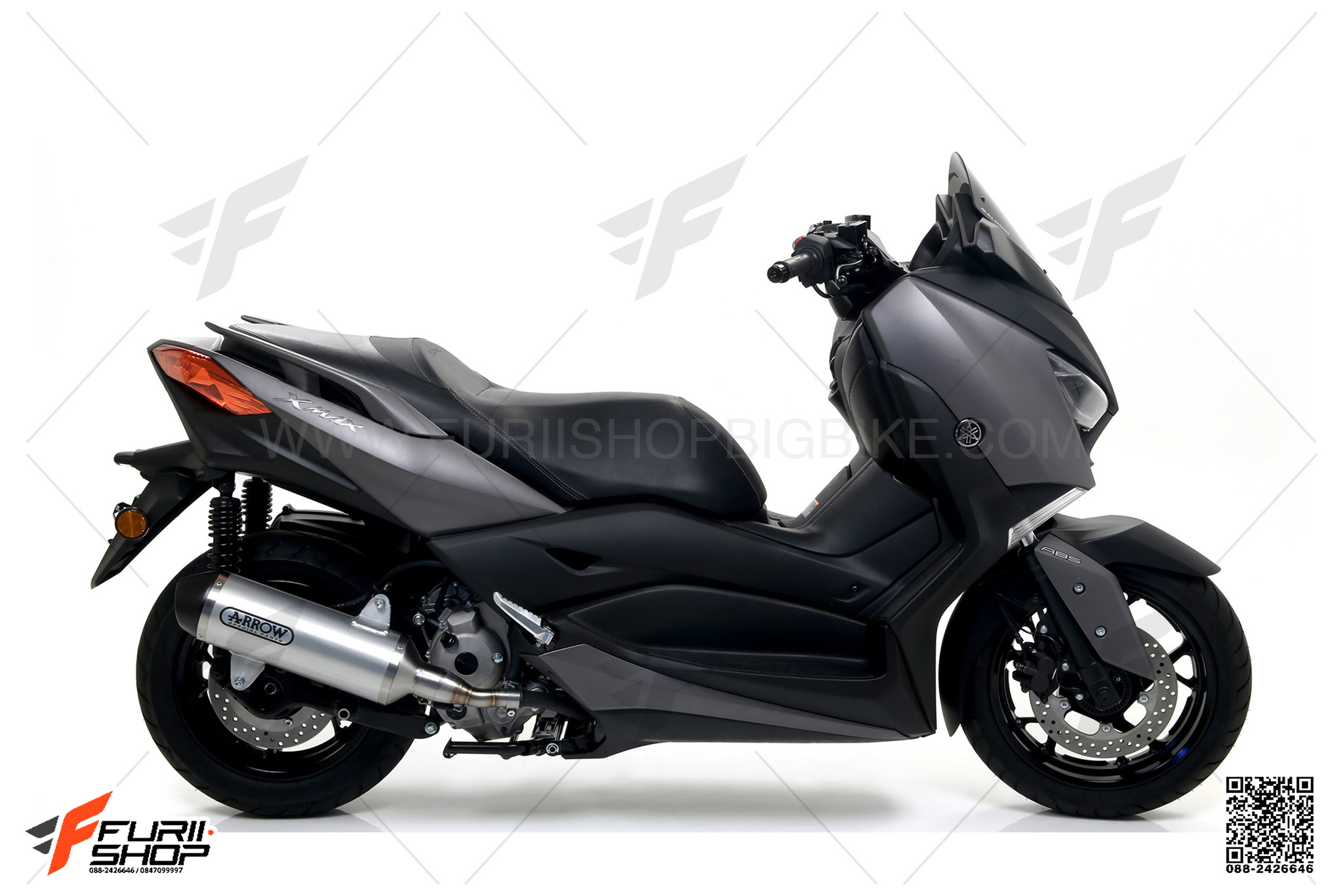 ท่อมอเตอร์ไซค์ ARROW SLIP-ON ALUMINIUM-BLACK FOR YAMAHA XMAX300 ท่อแต่ง ท่อสูตร ท่อบิ๊กไบค์ ท่อBigbike ท่อไอเสีย