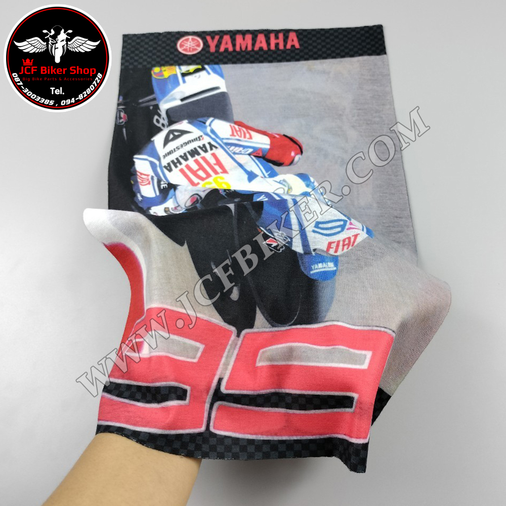 ผ้าบัฟ YAMAHA สีดำขาวลายรถ 99