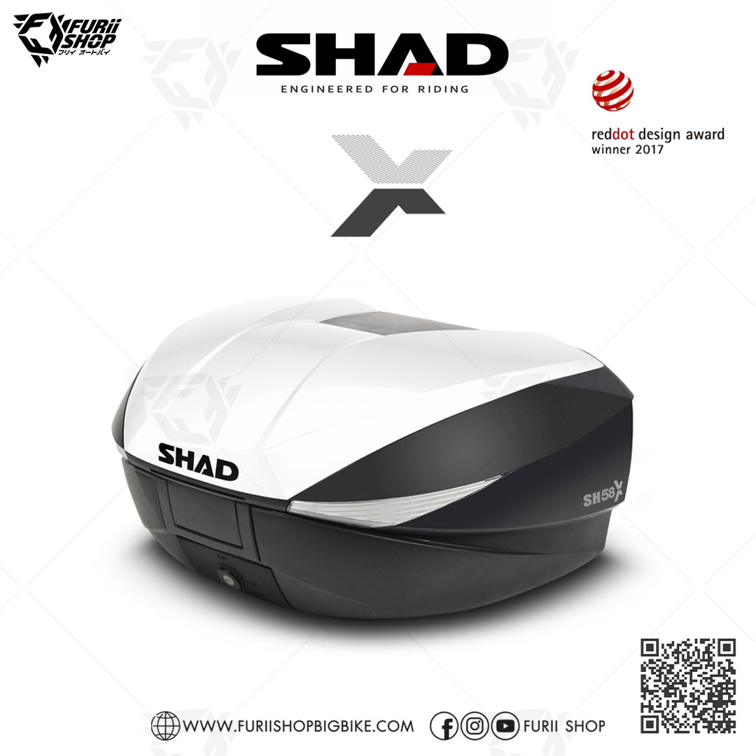 กล่องหลัง SHAD SH58X White ขนาด 58 ลิตร (สามารถขยายได้ 3 ระดับความจุ)