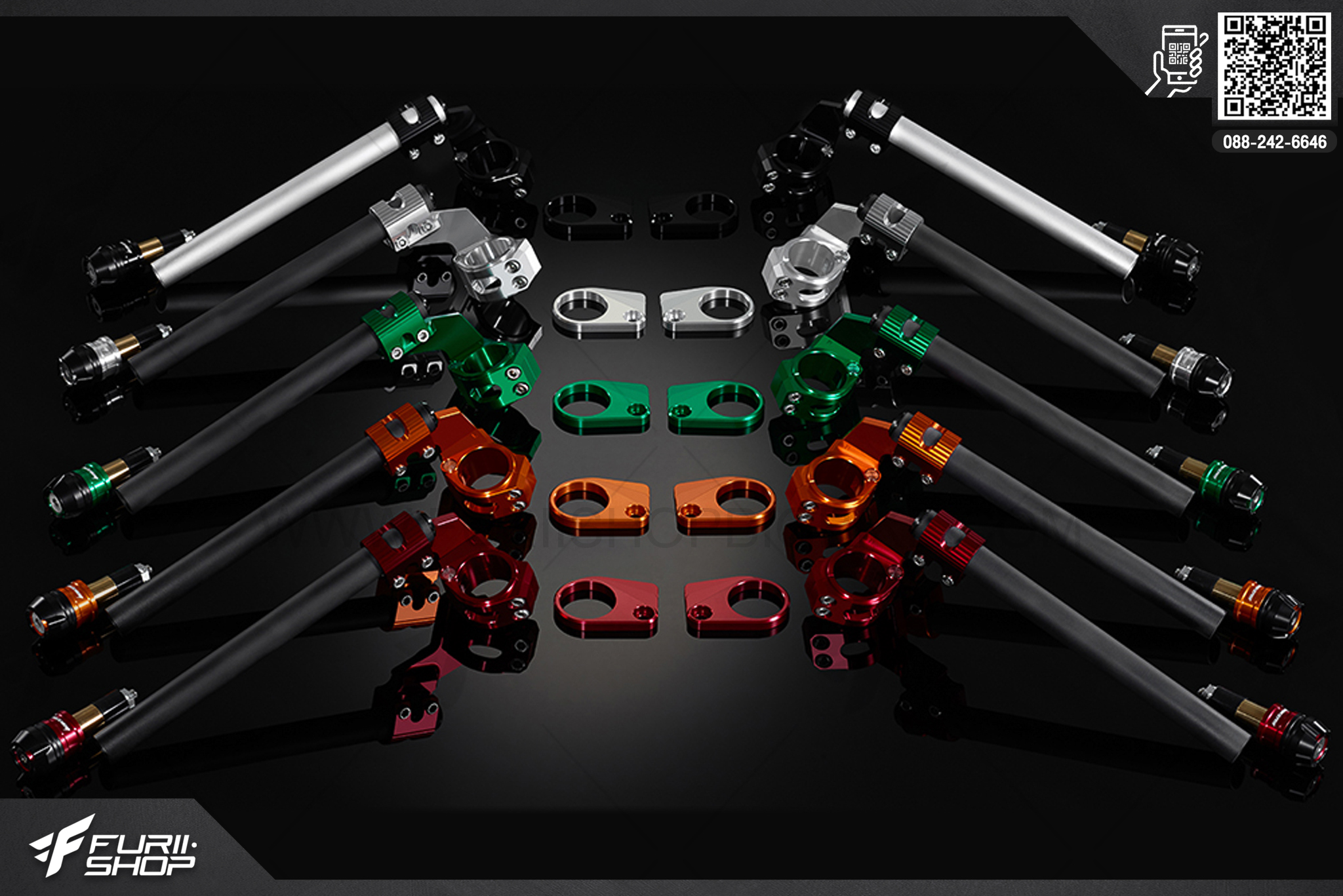 ชุดแฮนด์จับโช๊ค (Adjustable Handle Bar Set with handle Bar caps) Kawasaki NINJA 250 (2013)