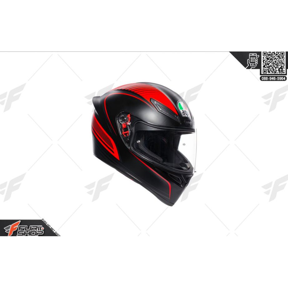 หมวกกันน็อค AGV K1 WARMUP MATT BLACK-RED