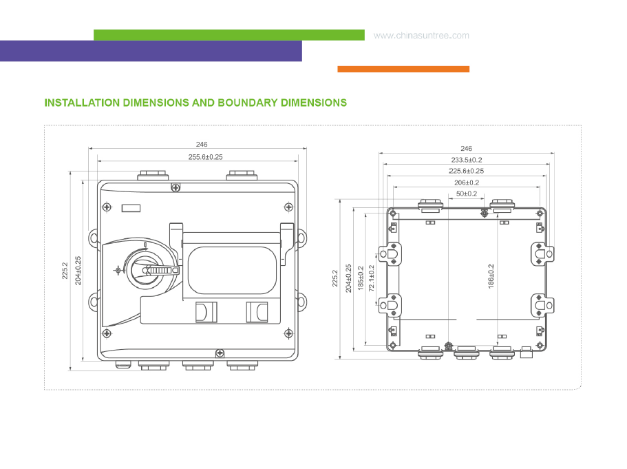 Suntree ชุด DC isolate switch ติดตั้งในกล่องกันน้ำพร้อมกันฟ้า (Suntree SISO-40S 5kW )