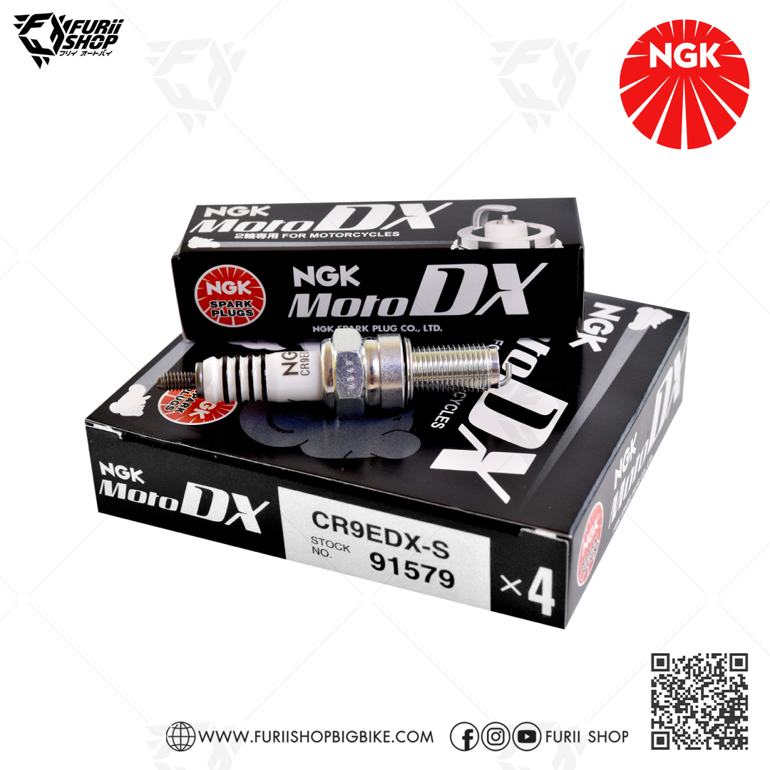 NGK หัวเทียน MotoDX ขั้ว Ruthenium CR9EDX-S อัพเกรด NGK C9E / CR9E / CR9EK / CR9EGP / CR9EIX / CR9EIA-9 [ : for YZF-R15 ก่อน 2017 / M-slaz / ER6N / Ninja650 / Versys650 ] (1 หัว)