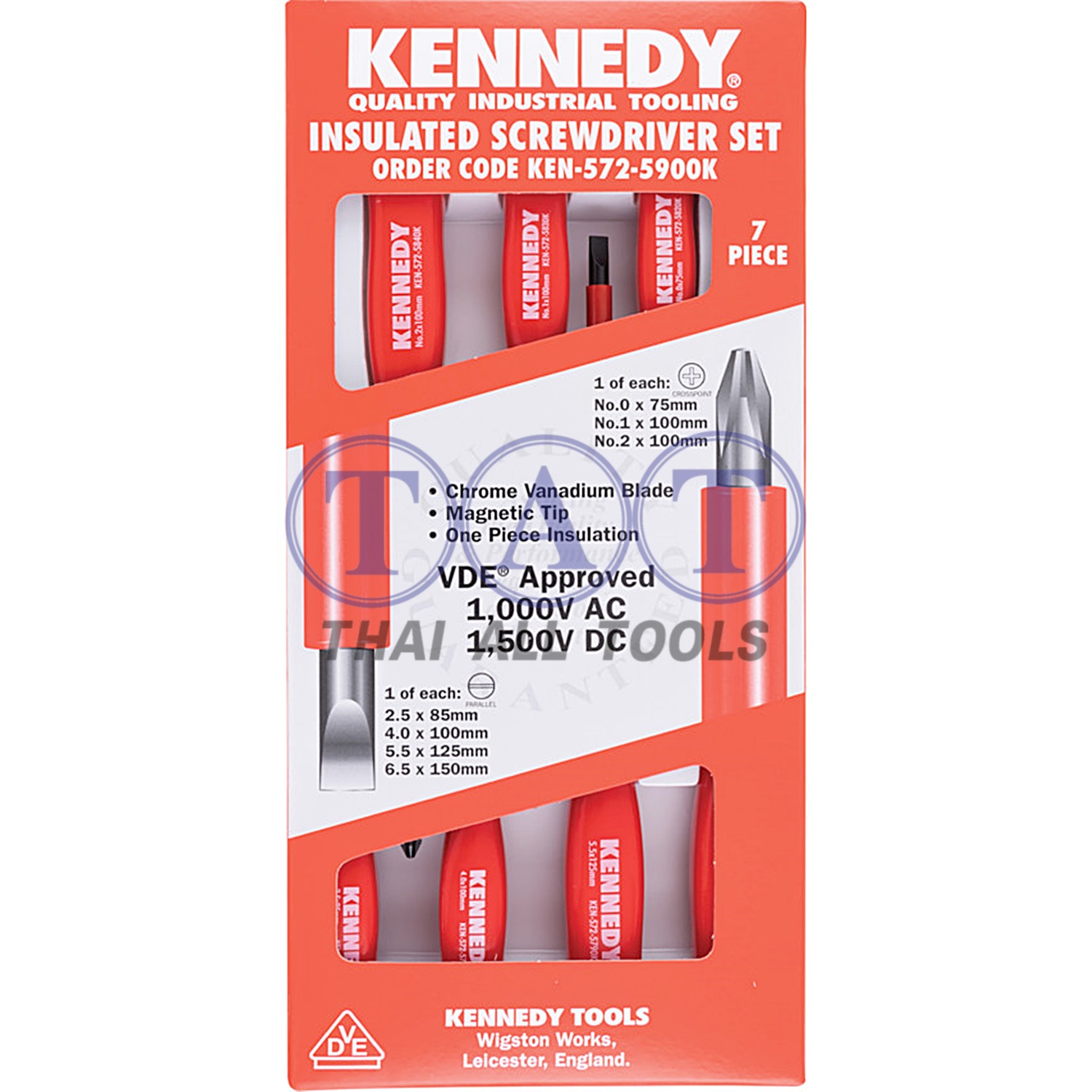 KENNEDY ชุดไขควงกันไฟฟ้า Parallel/Phillips ชุด 7 ชิ้น KEN5725900K