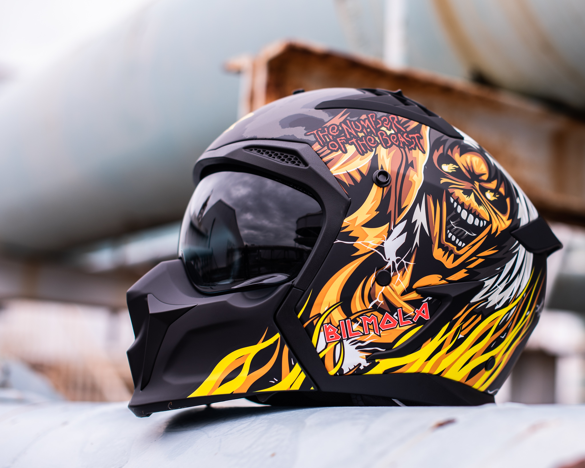 หมวกกันน็อคเต็มใบ Bilmola รุ่น SPIKER Iron Maiden LIMITED EDITION The Number of The Beast Back