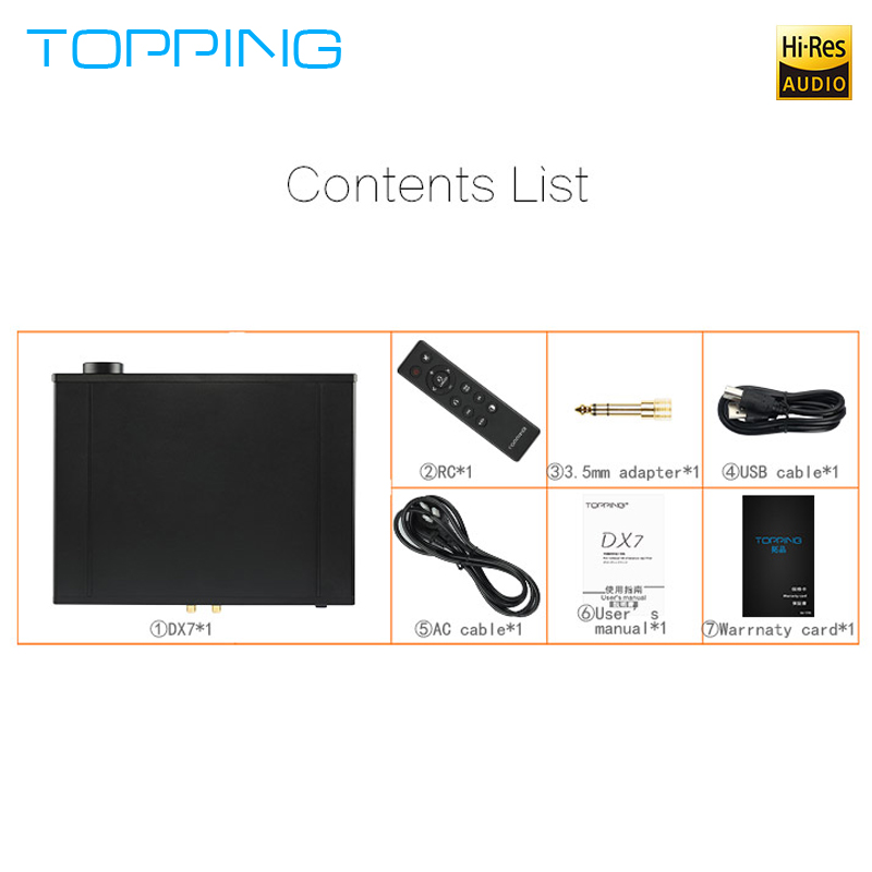 ขาย TOPPING DX7 DAC/AMP ตั้งโต๊ะชุดใหญ่ระดับ Hi-Res รองรับ DSD มาพร้อม Remote control