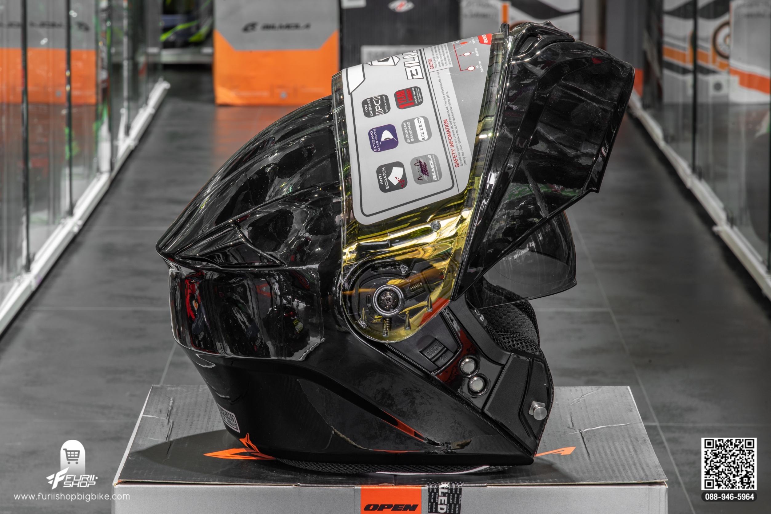 หมวกกันน็อค BIMOLA EXPLORER PLAIN BLACK (GLOSSY)