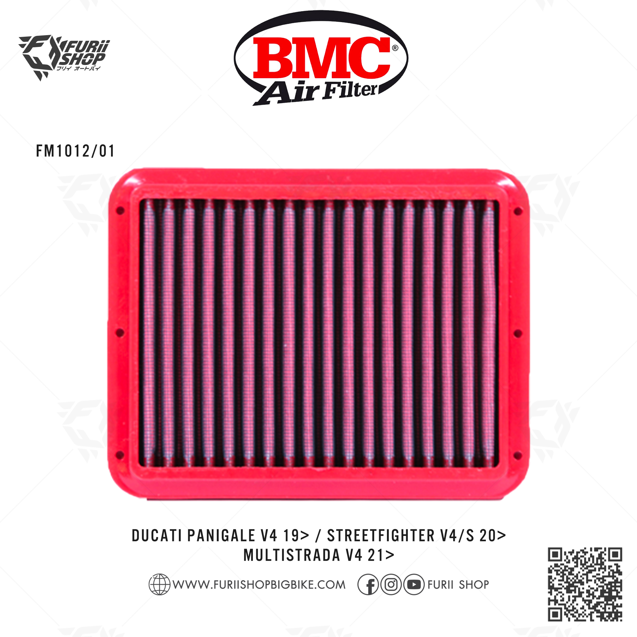 กรองอากาศ BMC DUCATI PANIGALE V4 19+ / STREETFIGHTER V4/S 20+ / MULTISTRADA V4 21+