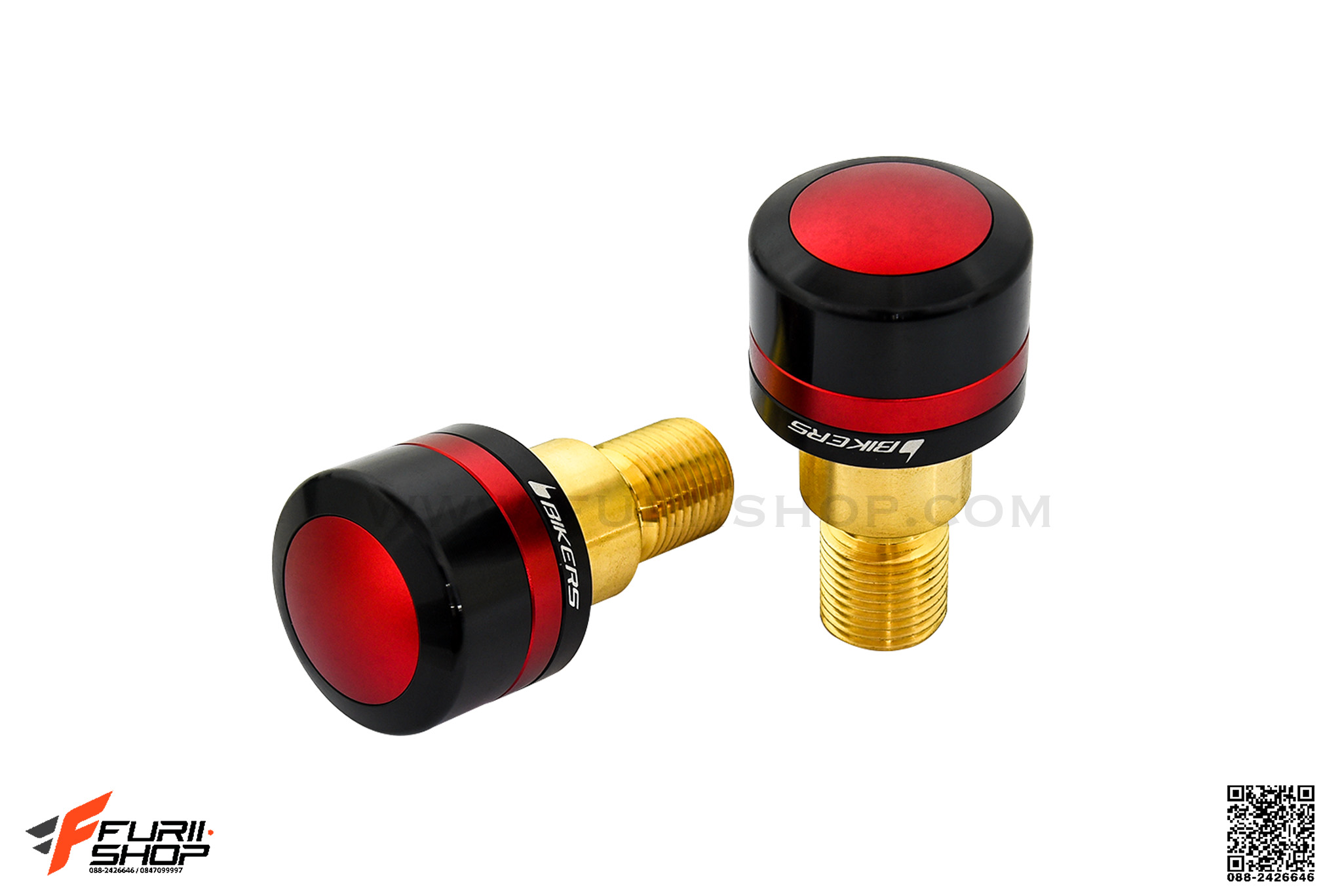 ตุ้มปลายแฮนด์สำหรับแฮนด์เดิม BIKERS สีแดง FOR YAMAHA MT07