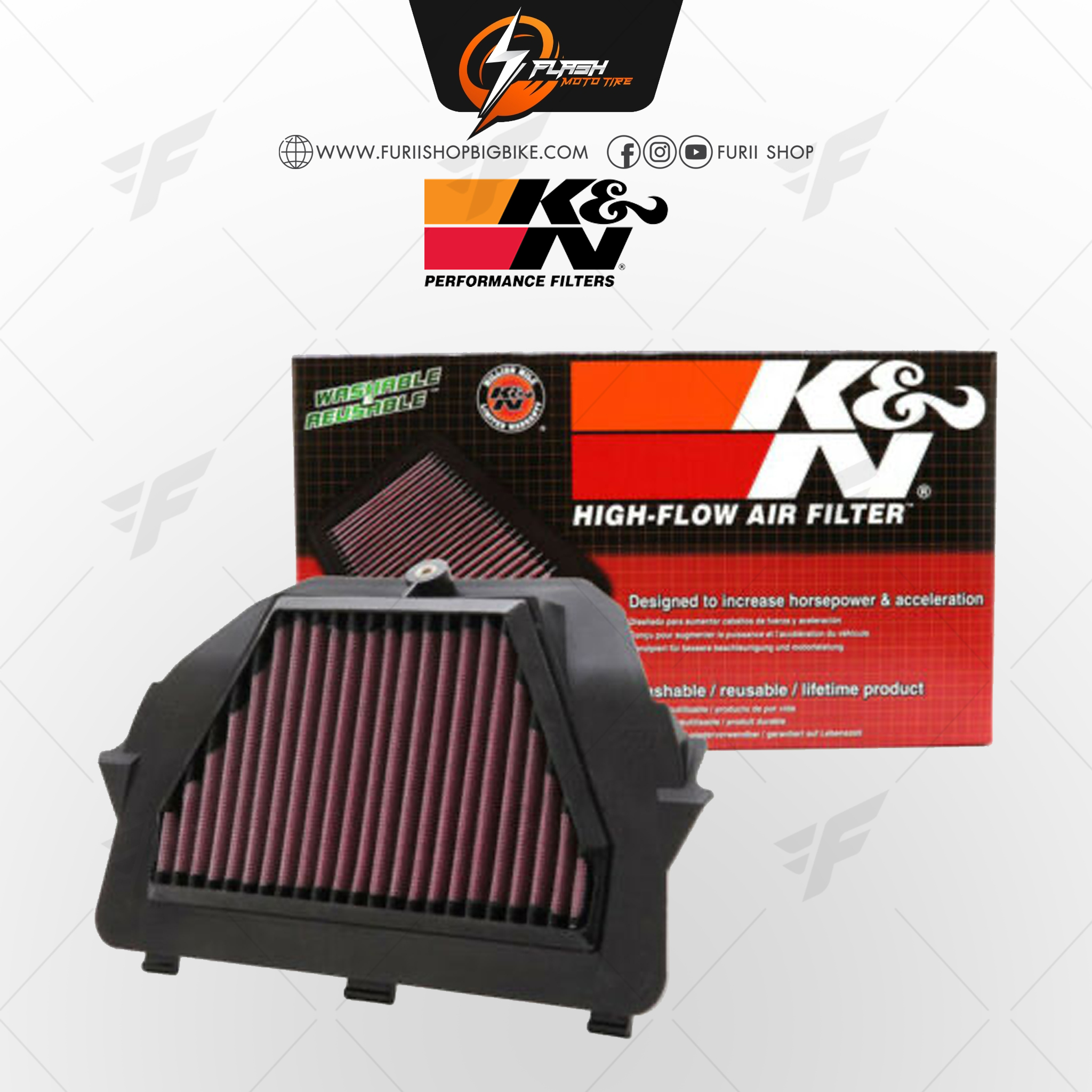 กรองอากาศ K&N สำหรับ YAMAHA
