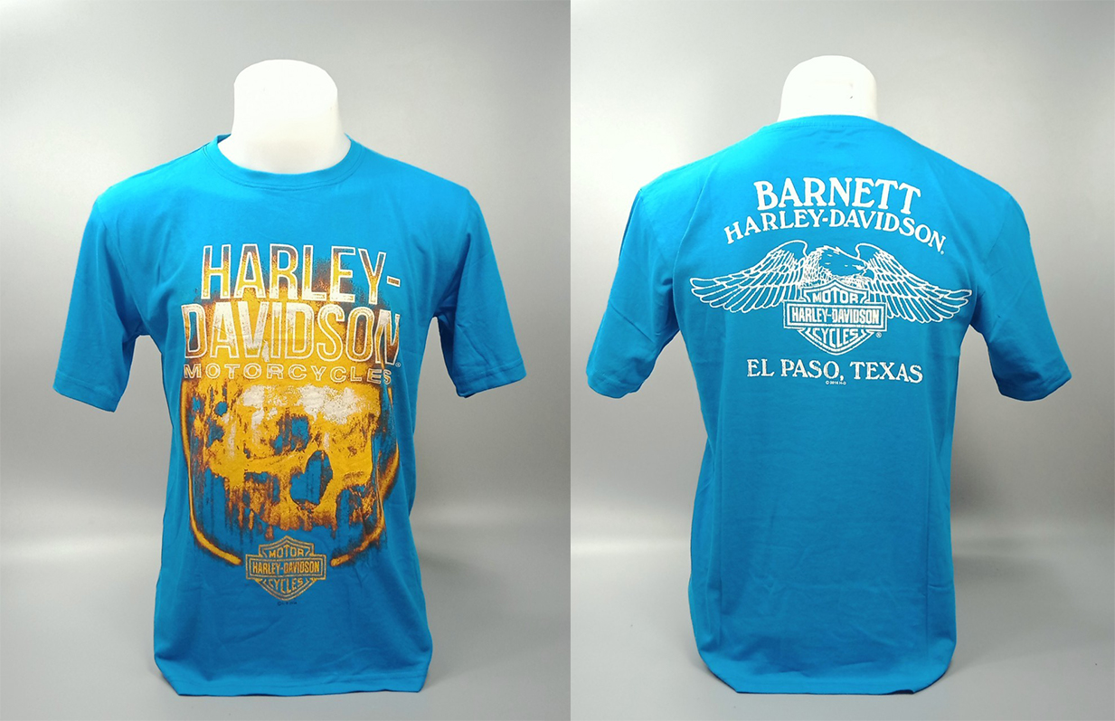 เสื้อยืดแขนสั้น H-D ลายกระโหลก #04 ฟ้า S,M
