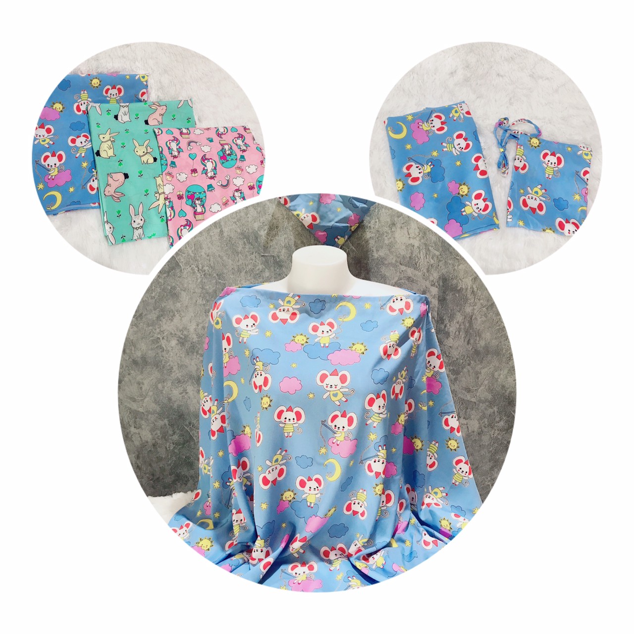 NC02_[สีฟ้าลายหนู]_ผ้าคลุมให้นมรุ่นมีกระดุม+แถมถุง