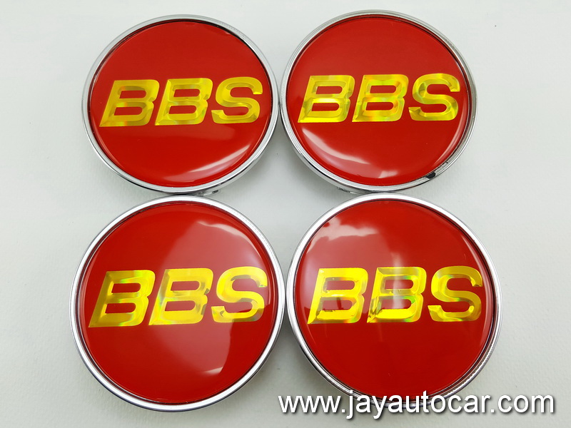 ฝาล้อรถยนต์ BBS สำหรับ ล้อแม็ก สติ๊กเกอร์เรซิ่น BBS แดง ขอบเงิน ขนาด 63.5 มิล 1ชุด 4ชิ้น 63.5mm.