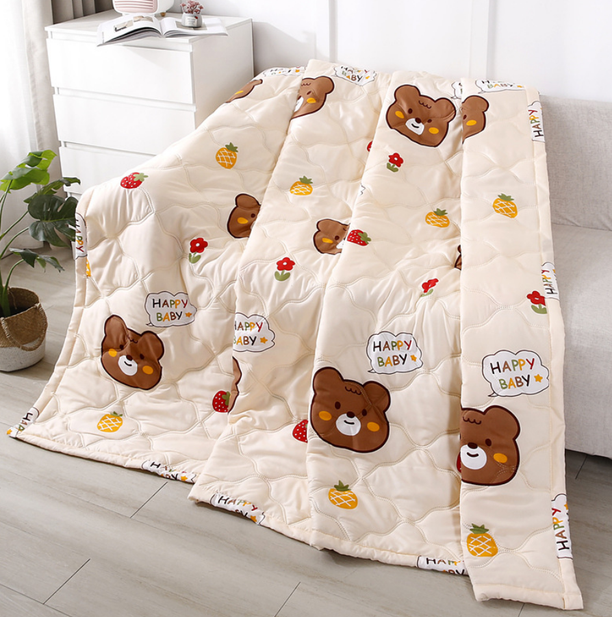 ผ้านวมบาง 5 ฟุต ผ้าห่มบาง ผ้าห่มใยไหม 5 ฟุต ผ้าห่มบาง 1 กระสอบ 80 ผืน ผืนละ 125.- อัดลายด้วยความร้อน