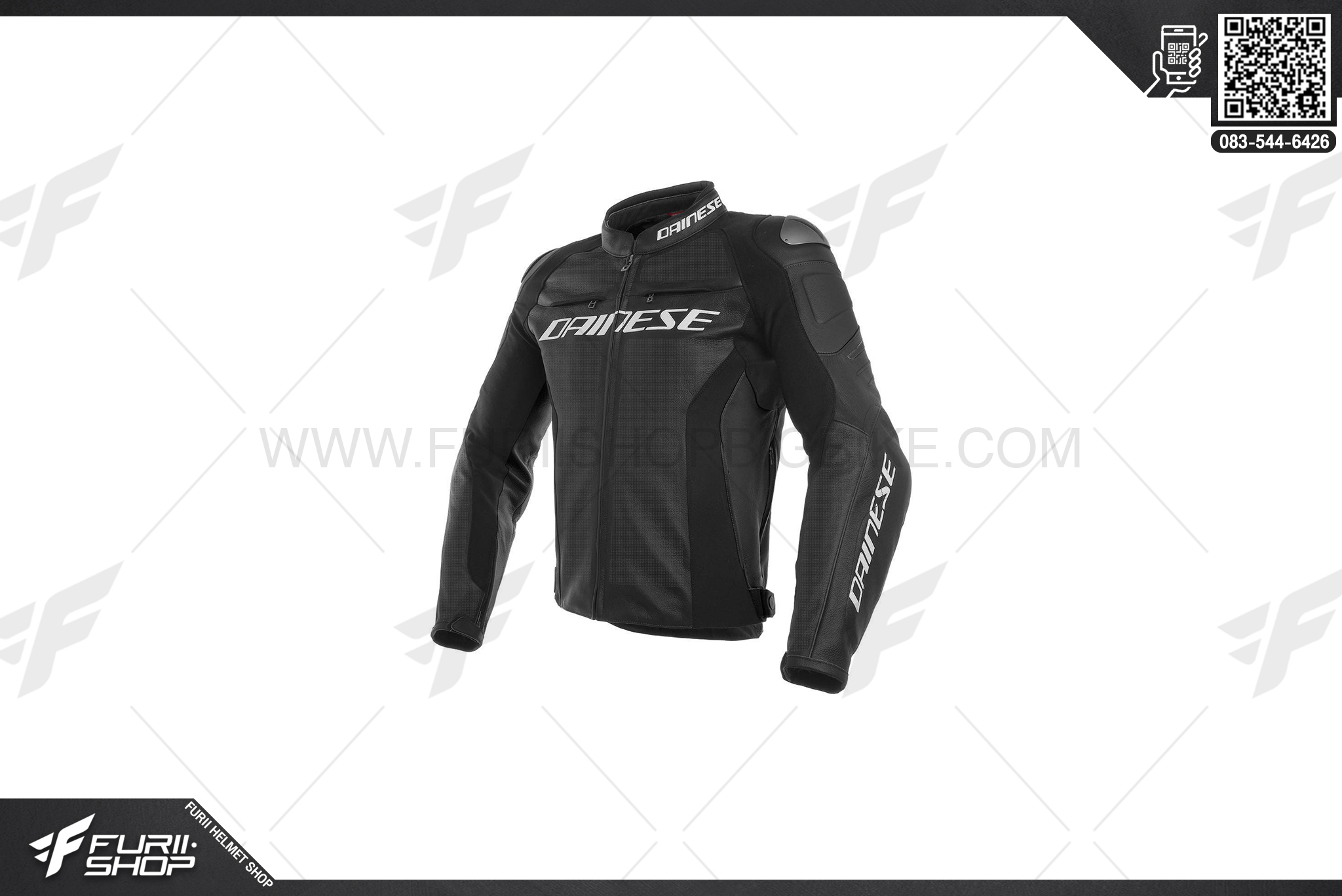 เสื้อแจ็คเก็ต DAINESE racing 3 perf, leather jacket-blk/blk/blk