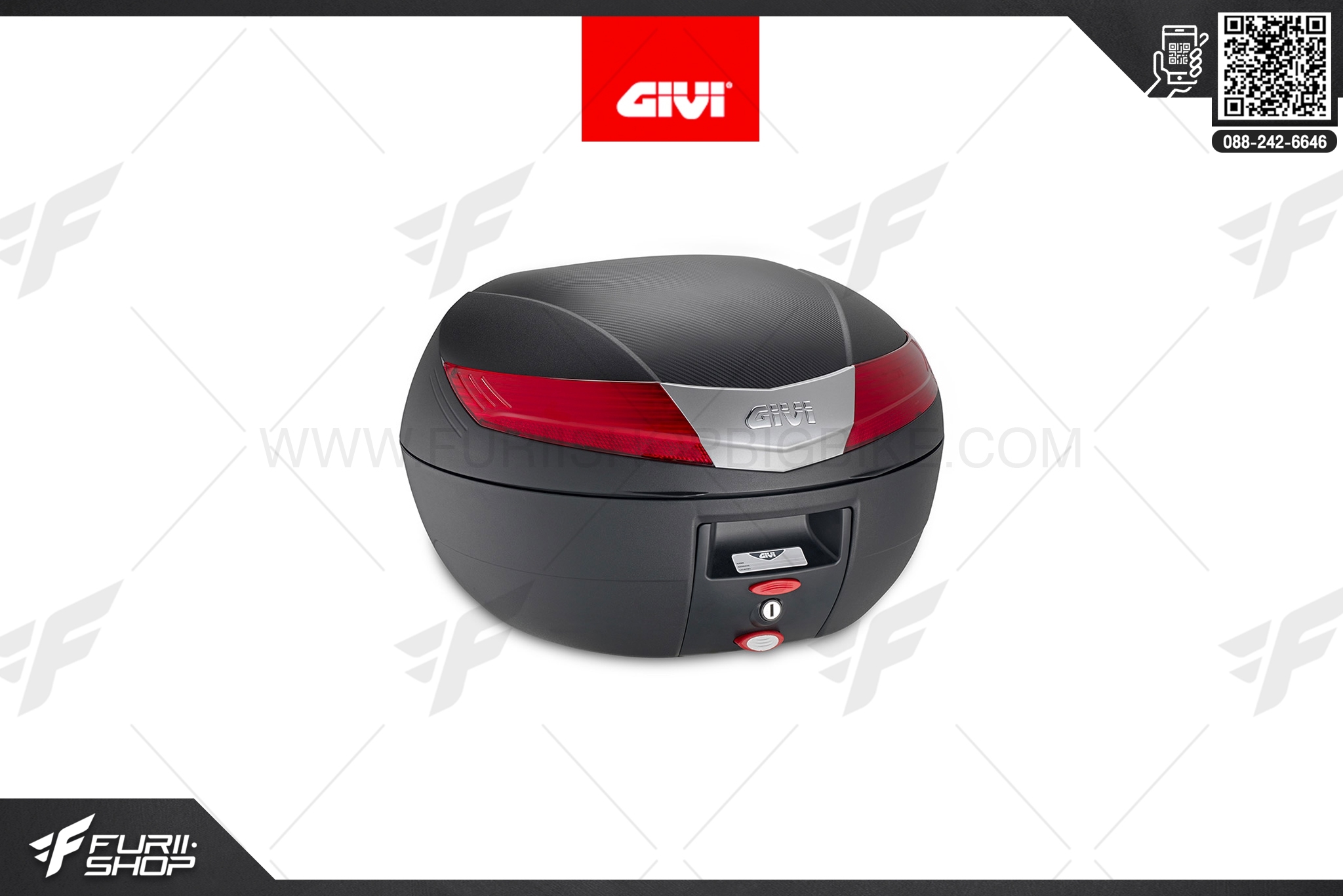 กล่องหลัง GIVI Top Cases V40N : V40 with red reflectors, Black